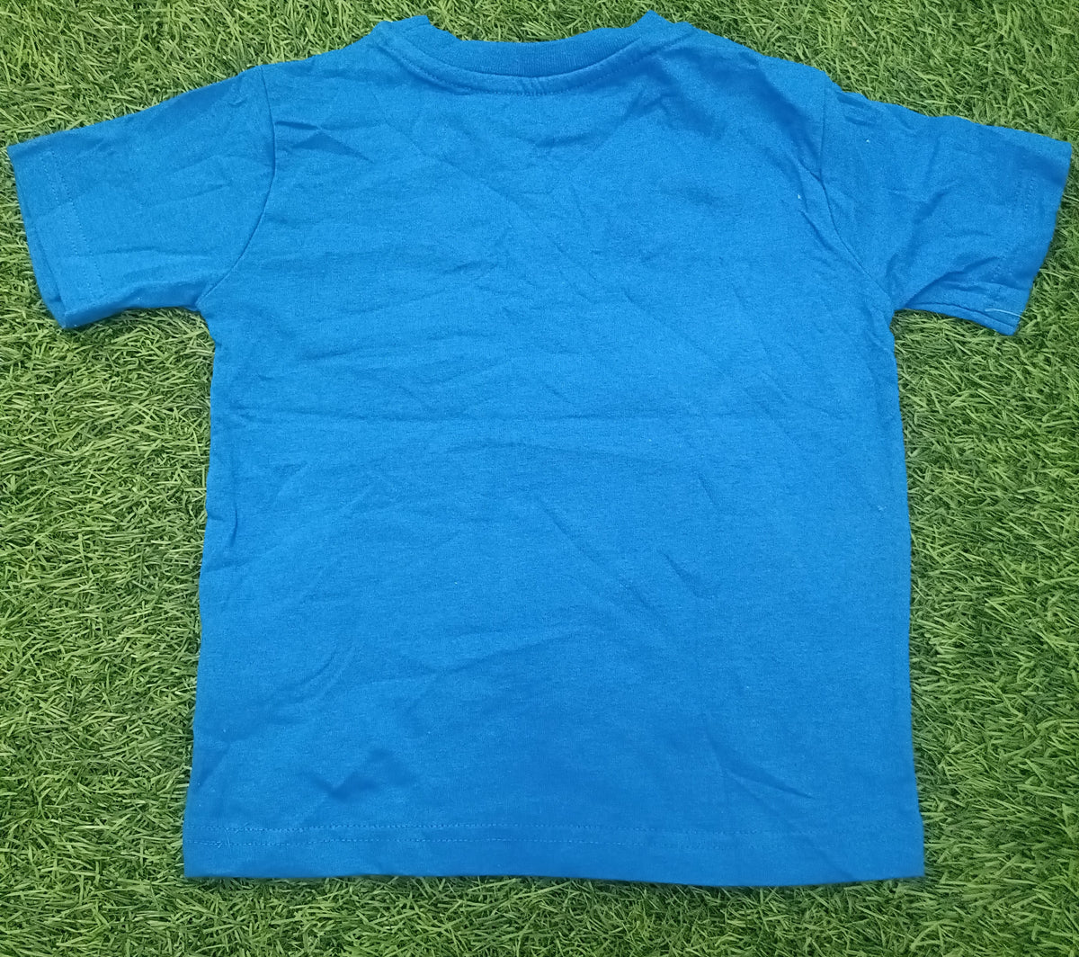 Kids Blue Cartoon Graphic Printed Round Neck Half Sleeve T-Shirt