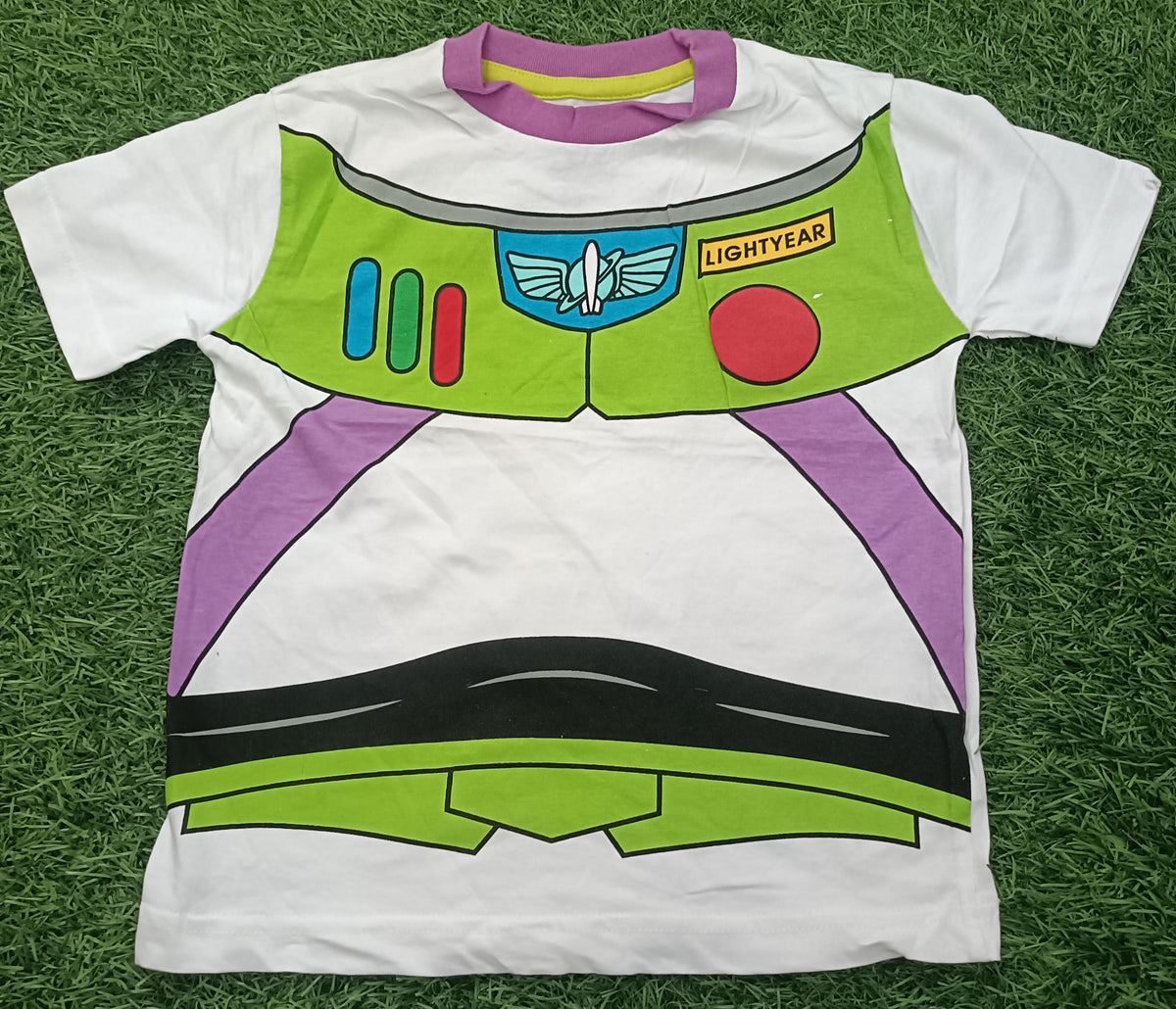 Kids White Space Ranger Costume Graphic Printed Round Neck Half Sleeve T-Shirt