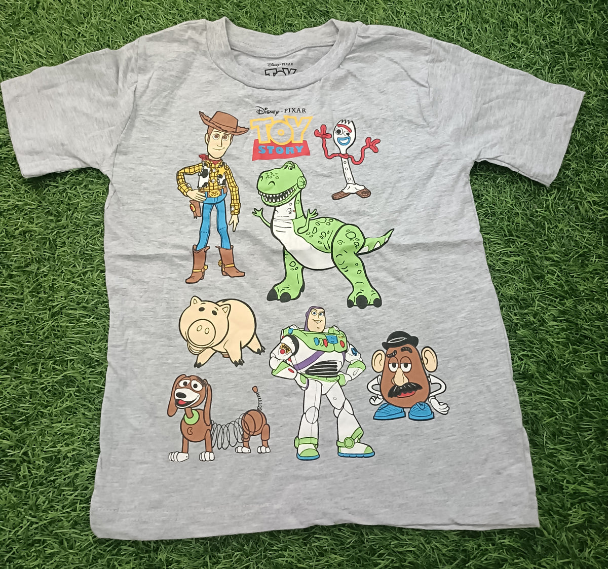 Kids Light Grey Toy Character Graphic Printed Round Neck Half Sleeve T-Shirt