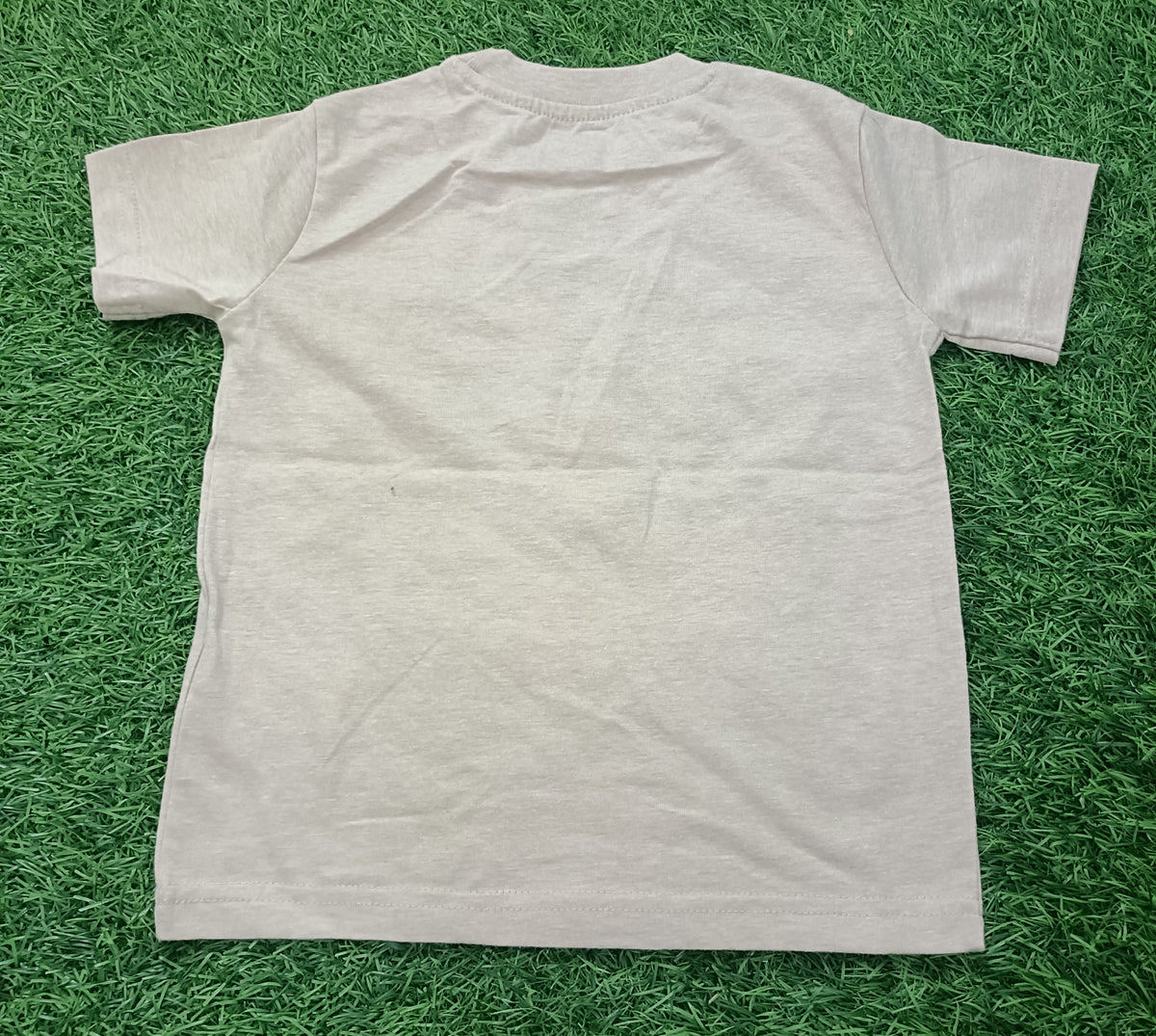 Kids Beige Construction Vehicles Graphic Printed Round Neck Half Sleeve T-Shirt