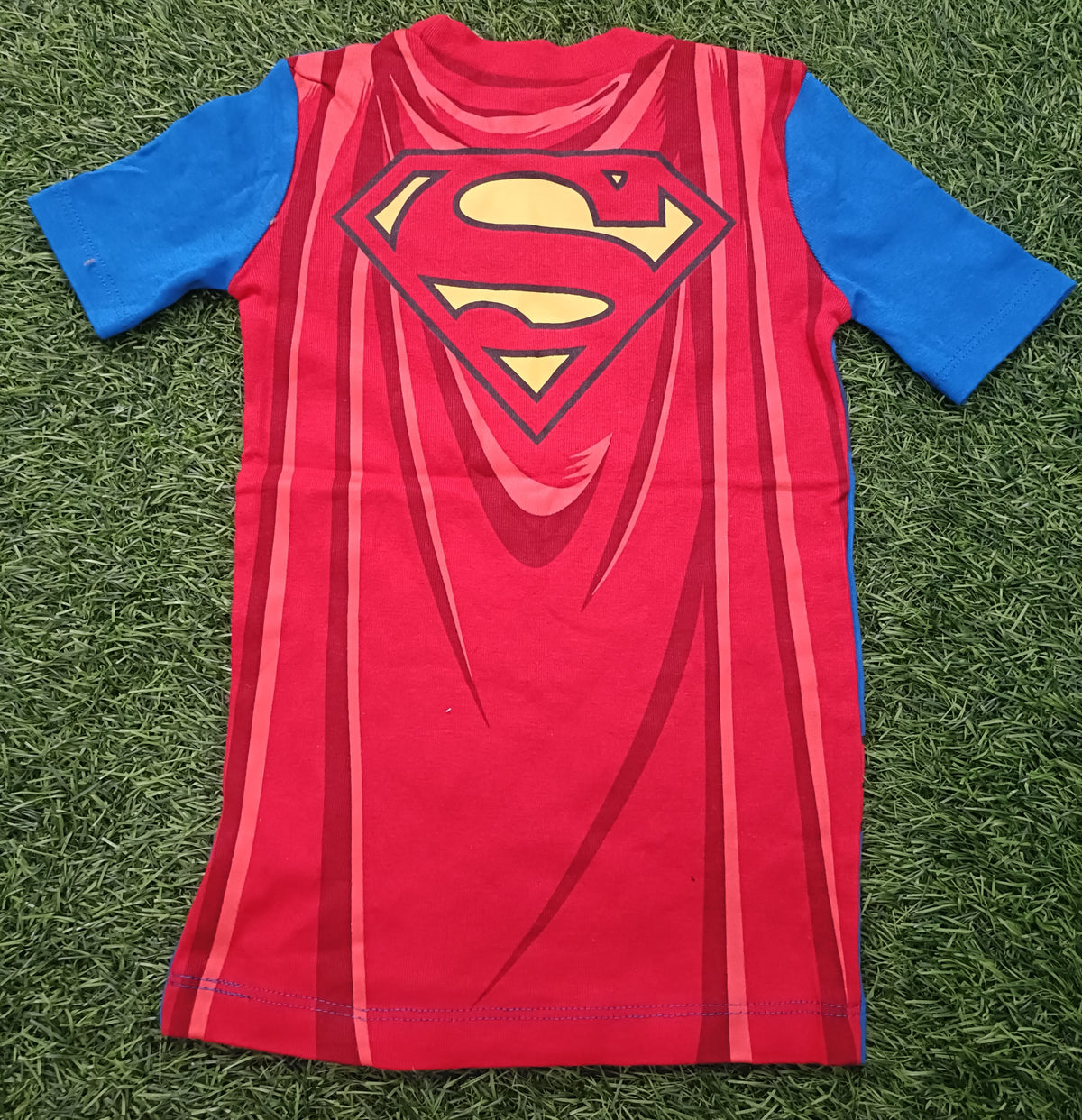 Kids Blue & Red Superhero Graphic Printed Round Neck T-Shirt