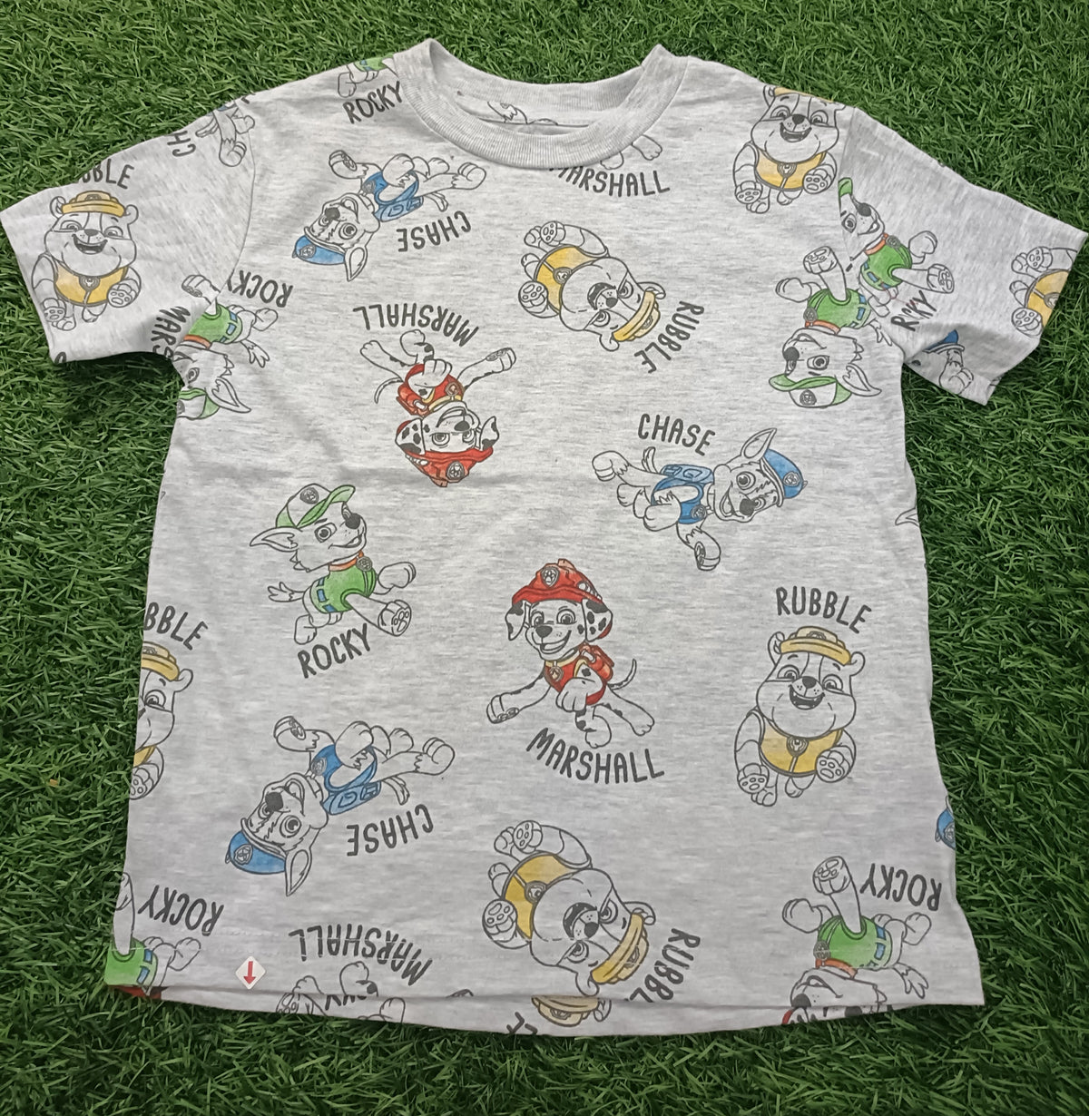 Kids Light Grey Cartoon Character All-Over Print Round Neck T-Shirt