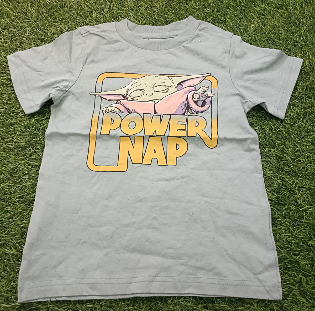 Kids Light Grey Power Nap Character Graphic Printed Round Neck T-Shirt