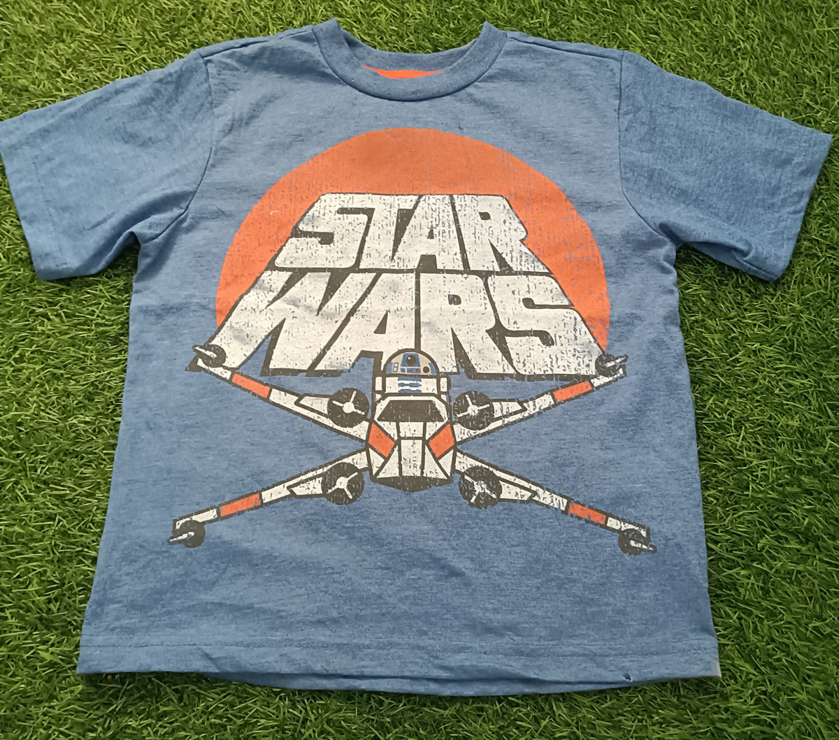 Kids Blue Space Wars Graphic Printed Round Neck T-Shirt