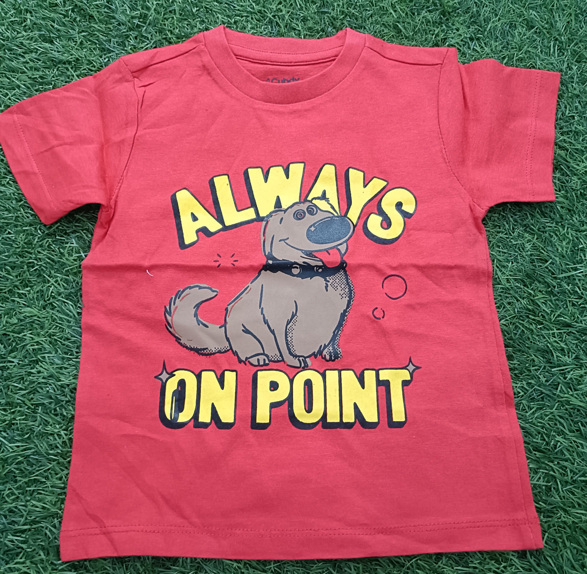 Kids Red Always On Point Dog Graphic Printed Round Neck T-Shirt