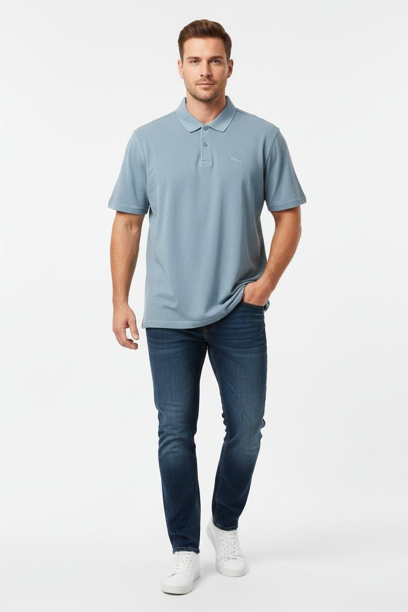 Men’s Sky Blue Solid Polo T-Shirt