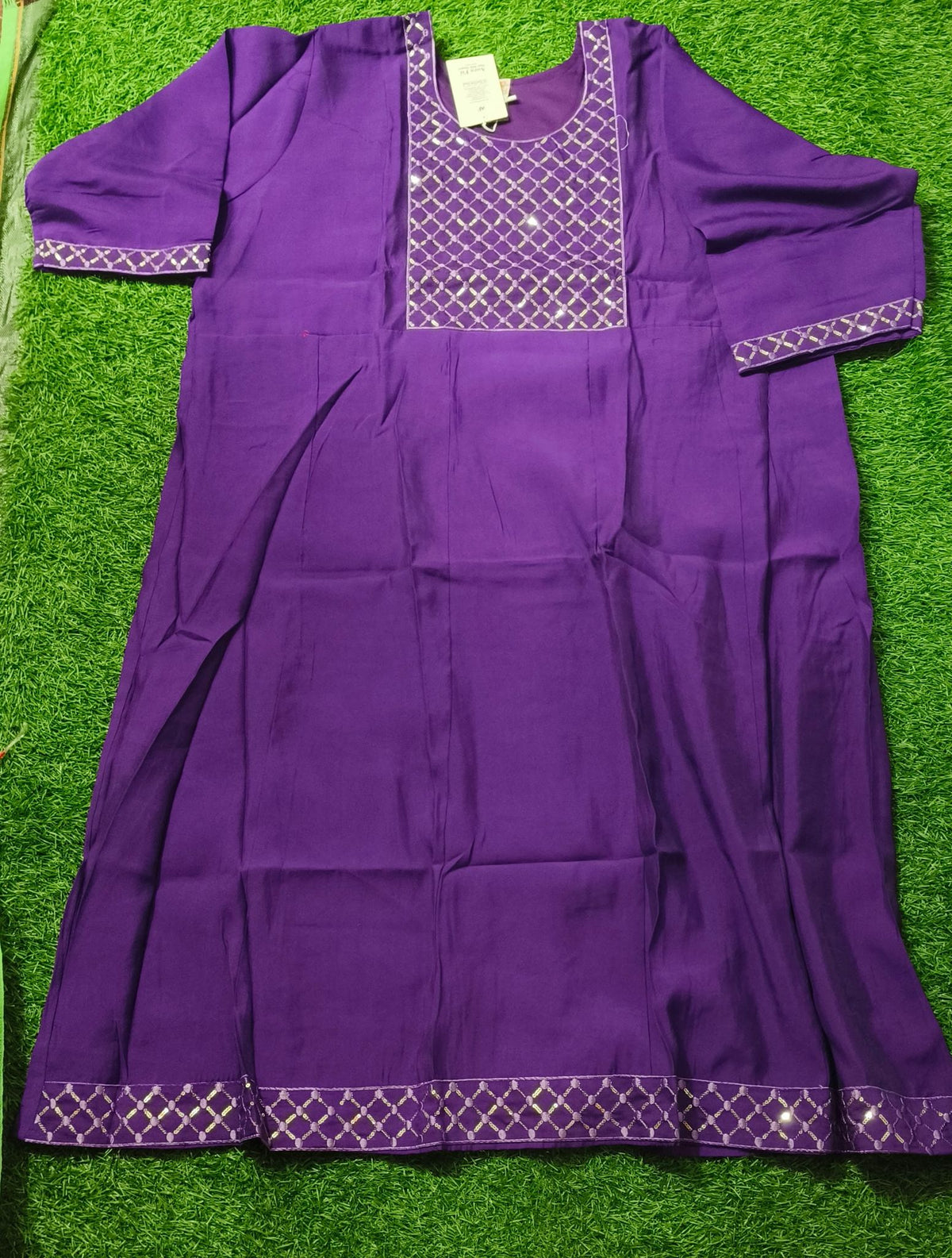 Elegant Royal Purple Embroidered Single Piece Kurti