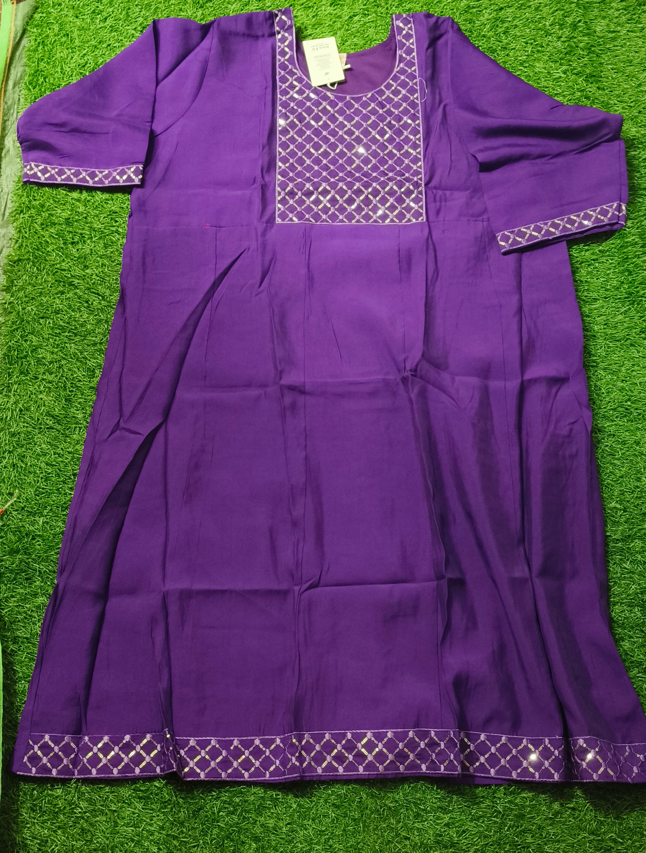 Elegant Royal Purple Embroidered Single Piece Kurti