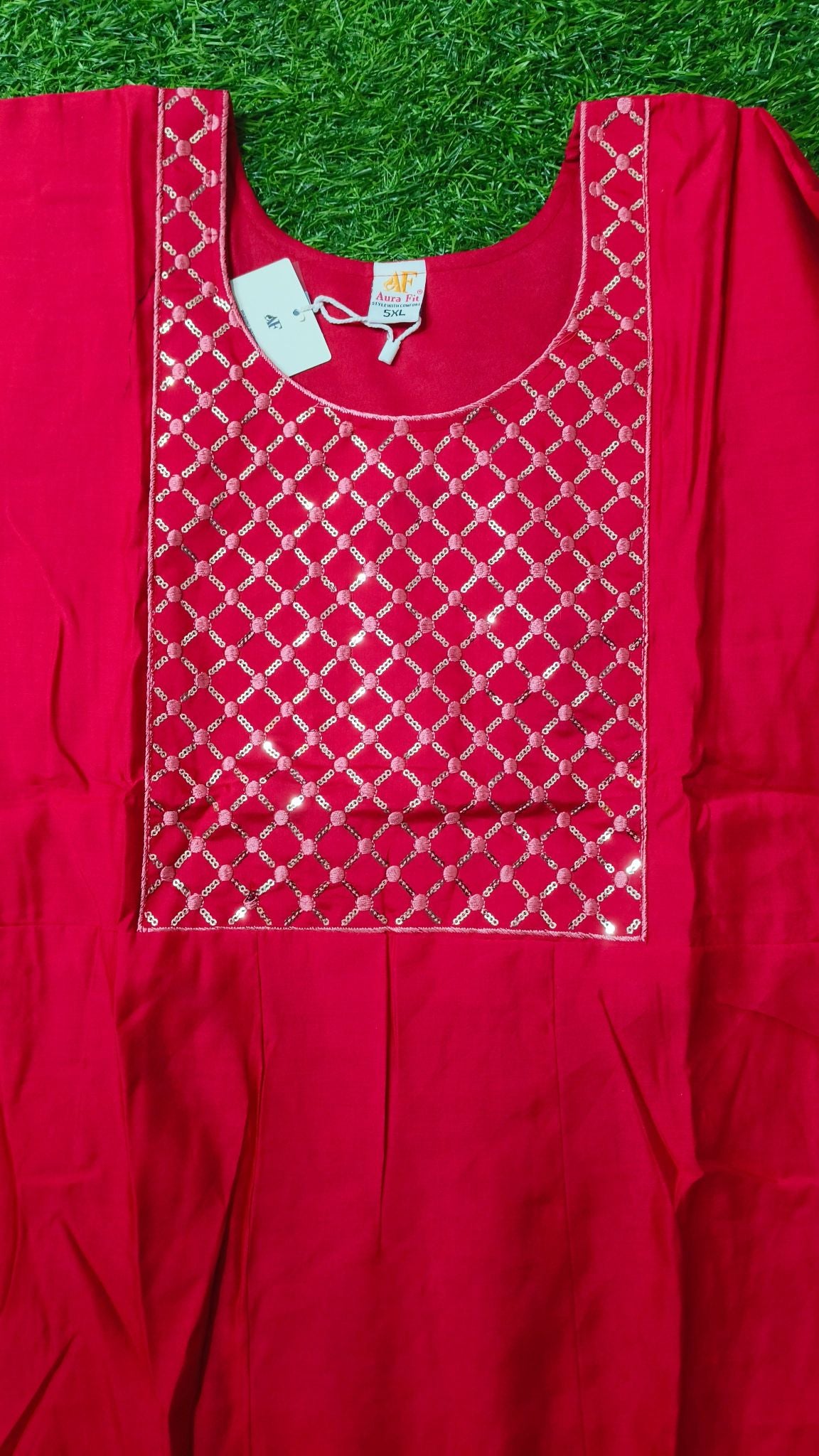 Elegant Vibrant Red Embroidered Single Piece Kurti