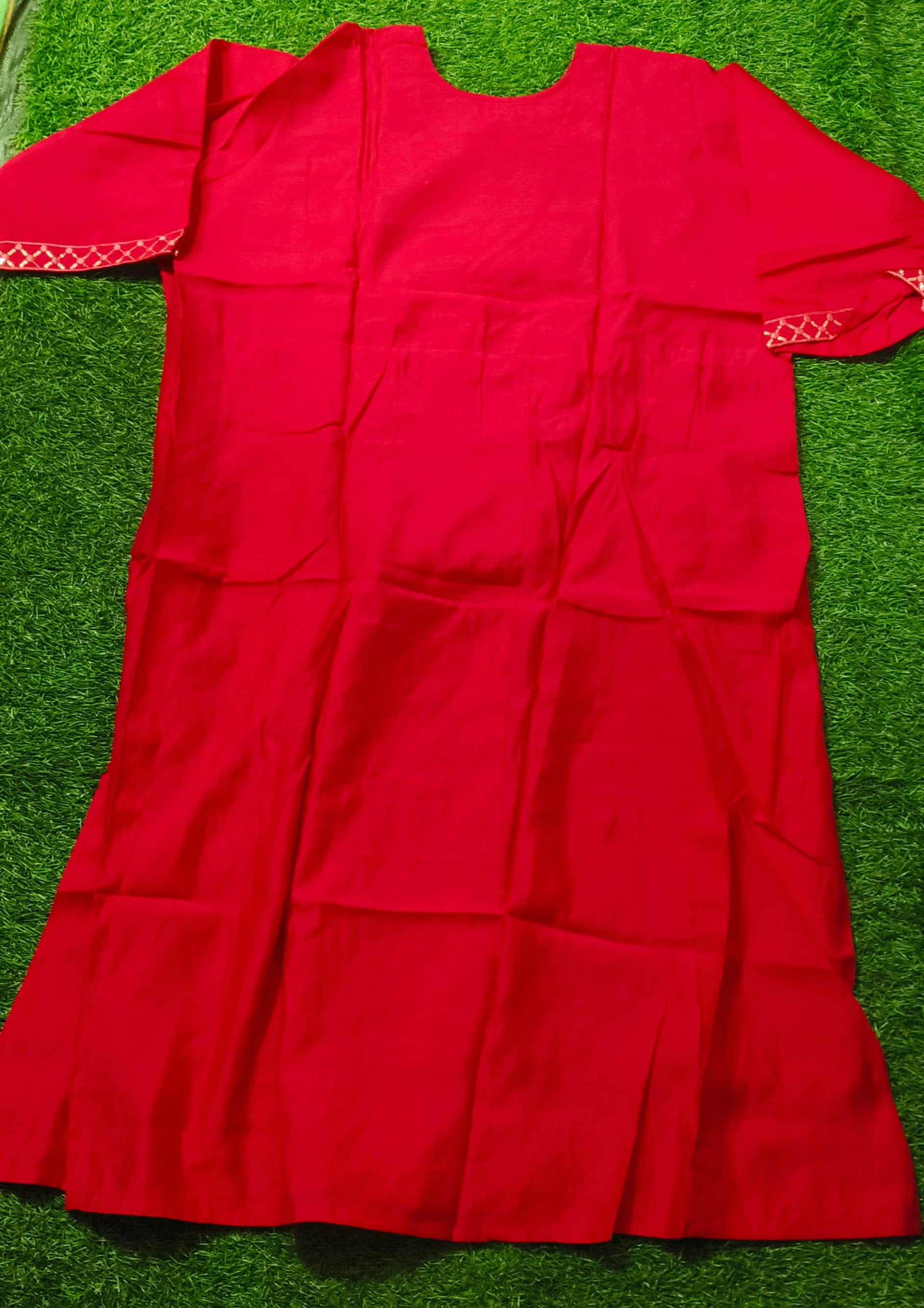Elegant Vibrant Red Embroidered Single Piece Kurti