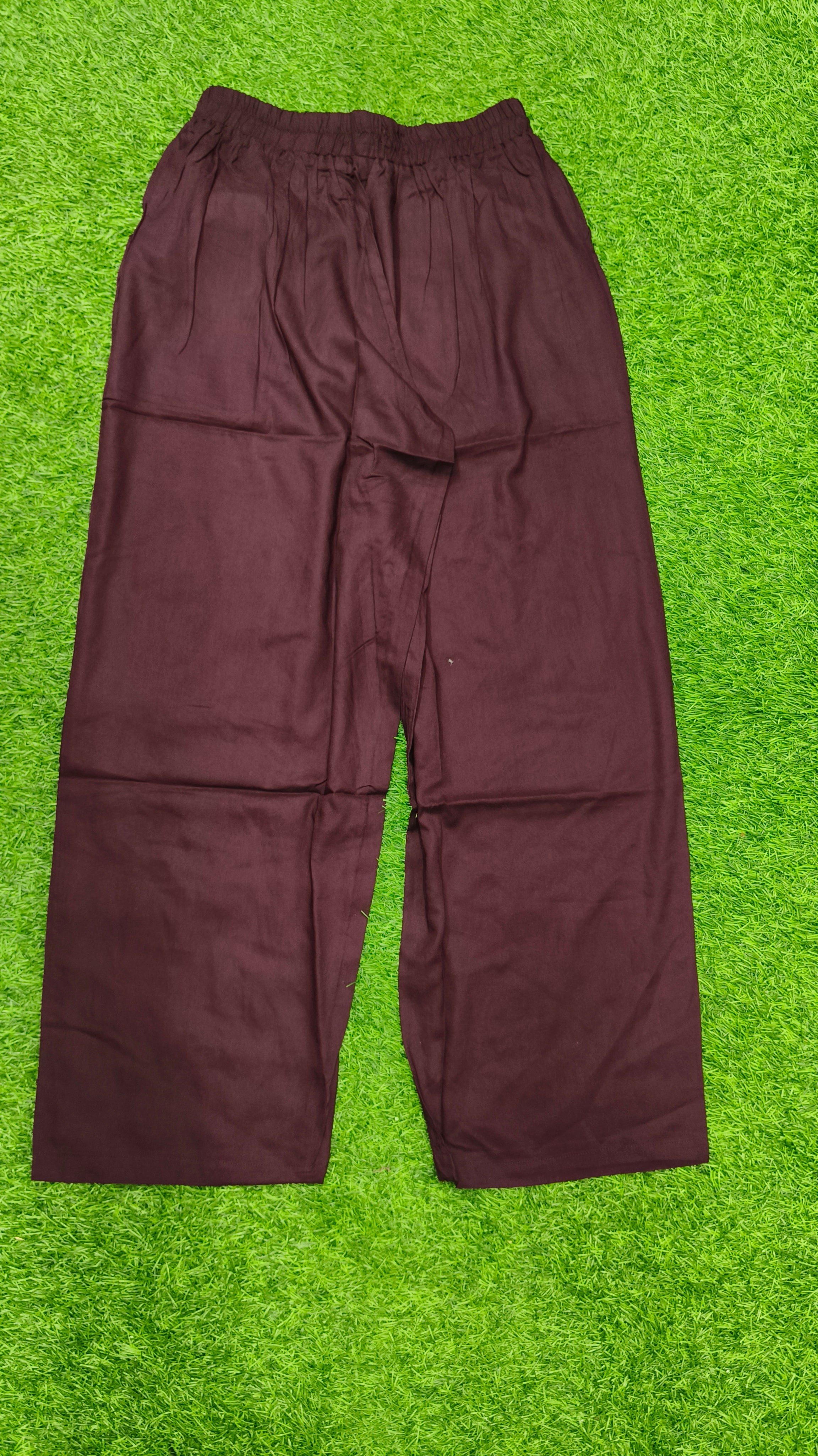 Purple Solid Wide-Leg Palazzo with Pockets