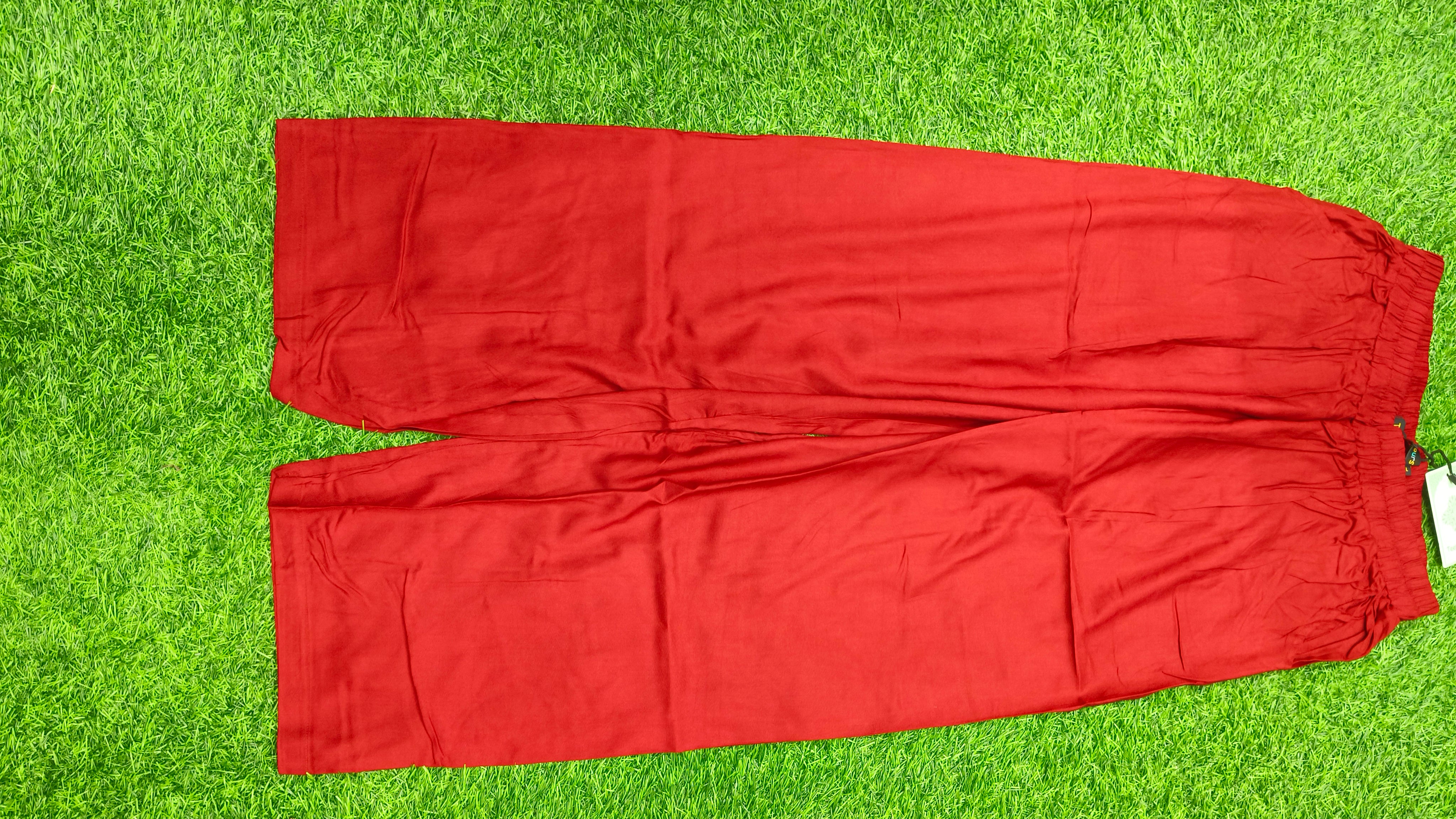 Maroon Solid Wide-Leg Palazzo with Pockets