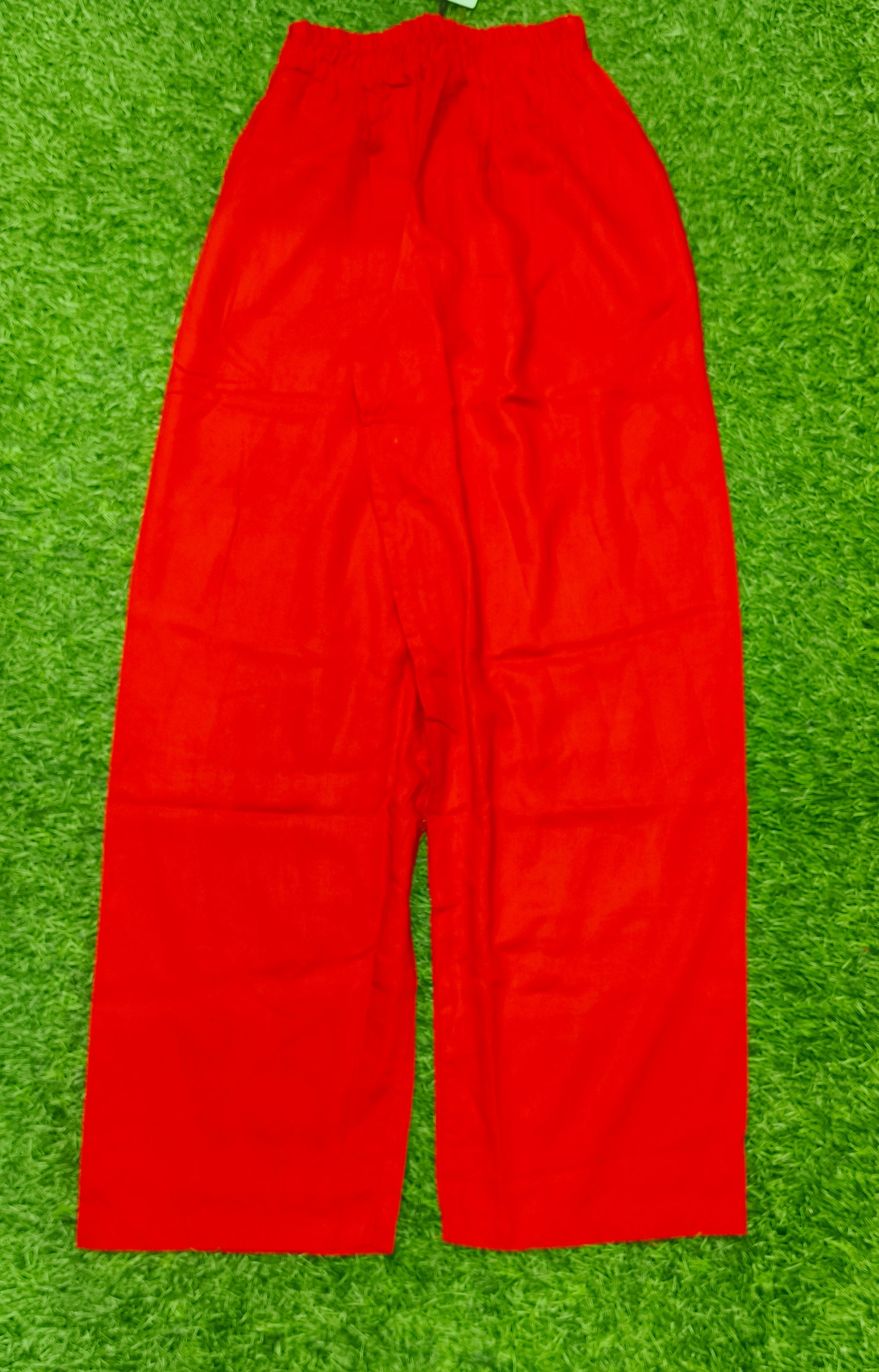 Red Solid Wide-Leg Palazzo with Pockets