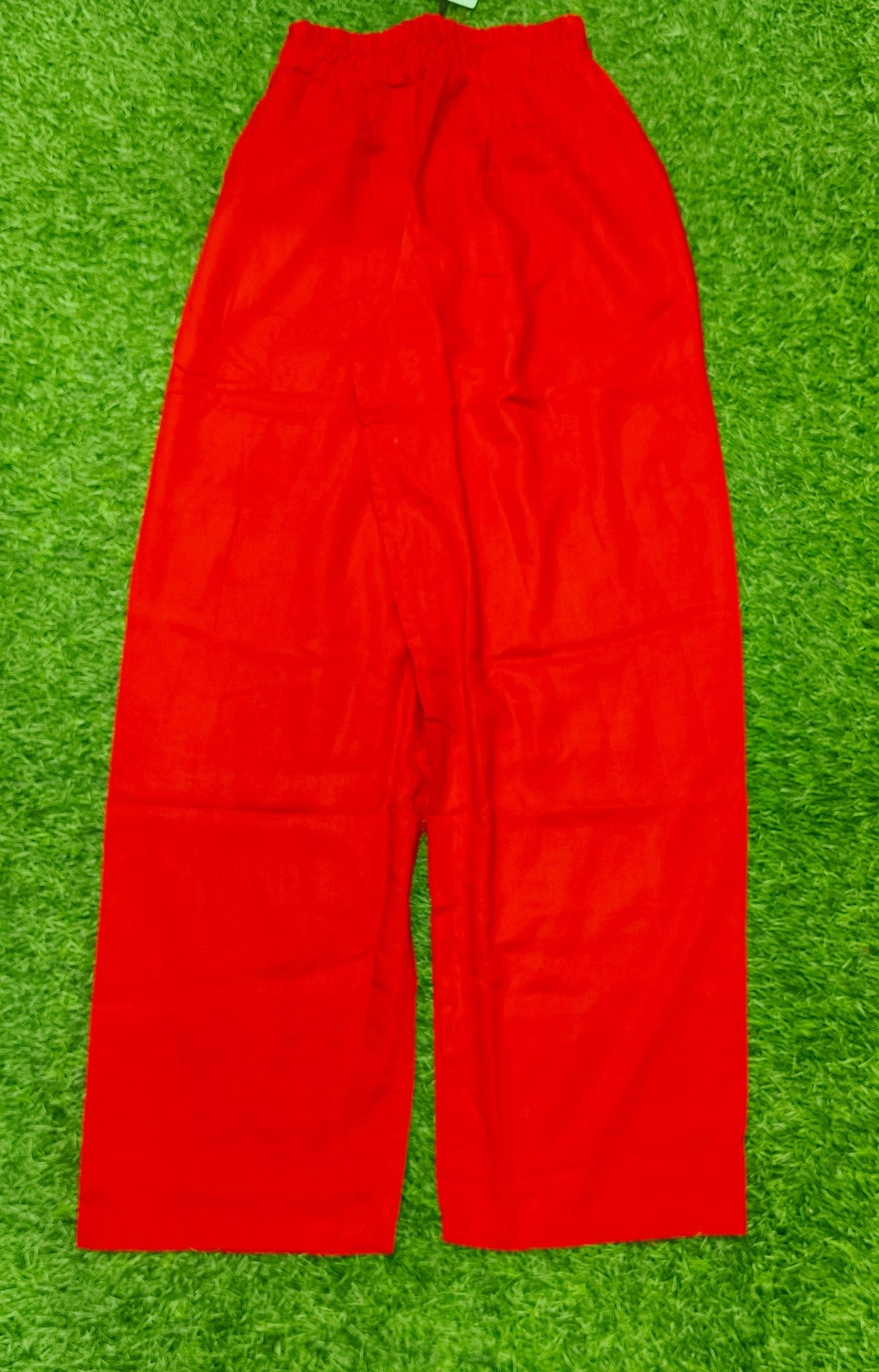 Red Solid Wide-Leg Palazzo with Pockets
