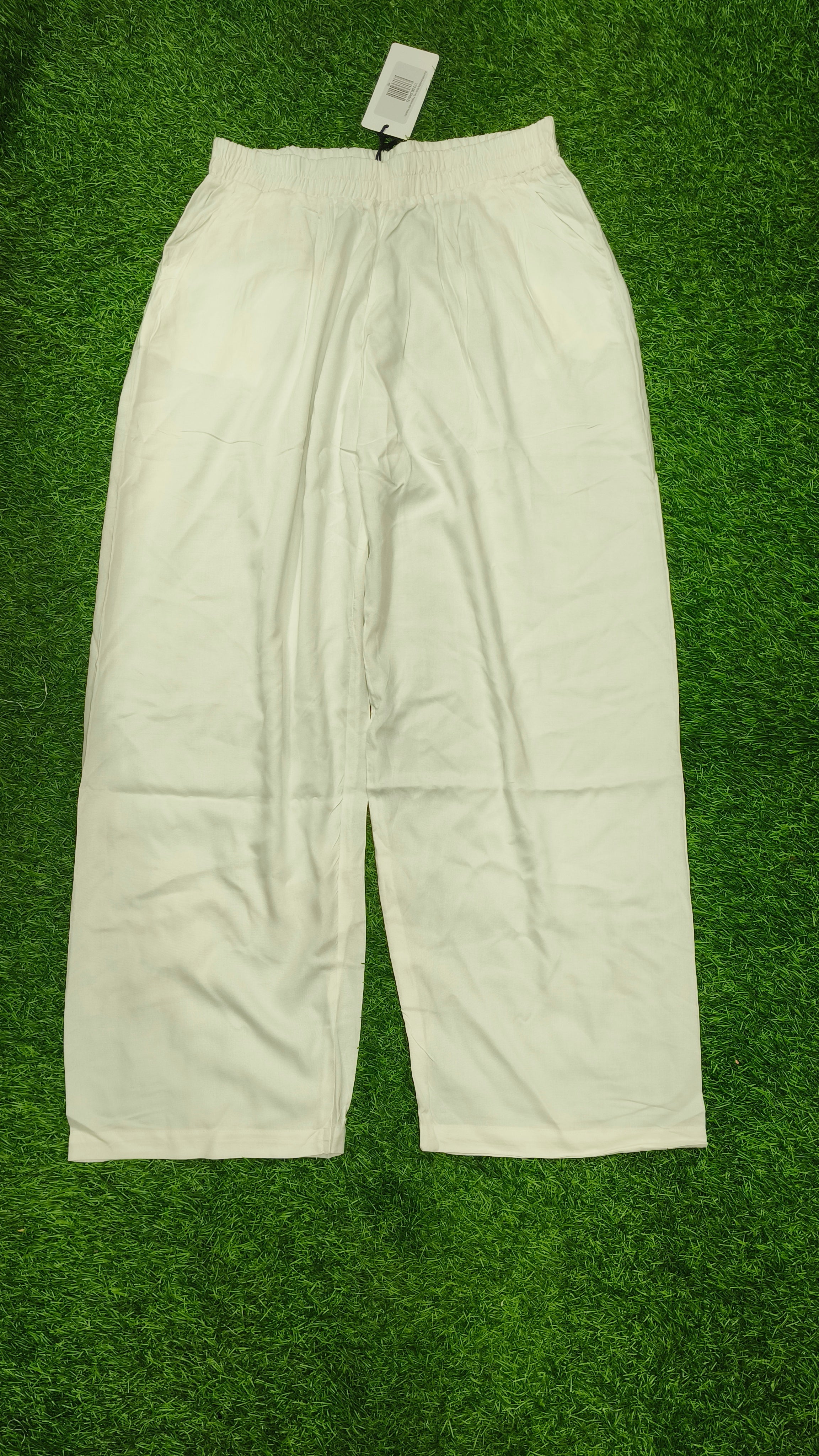 Pure White Solid Wide-Leg Palazzo with Pockets