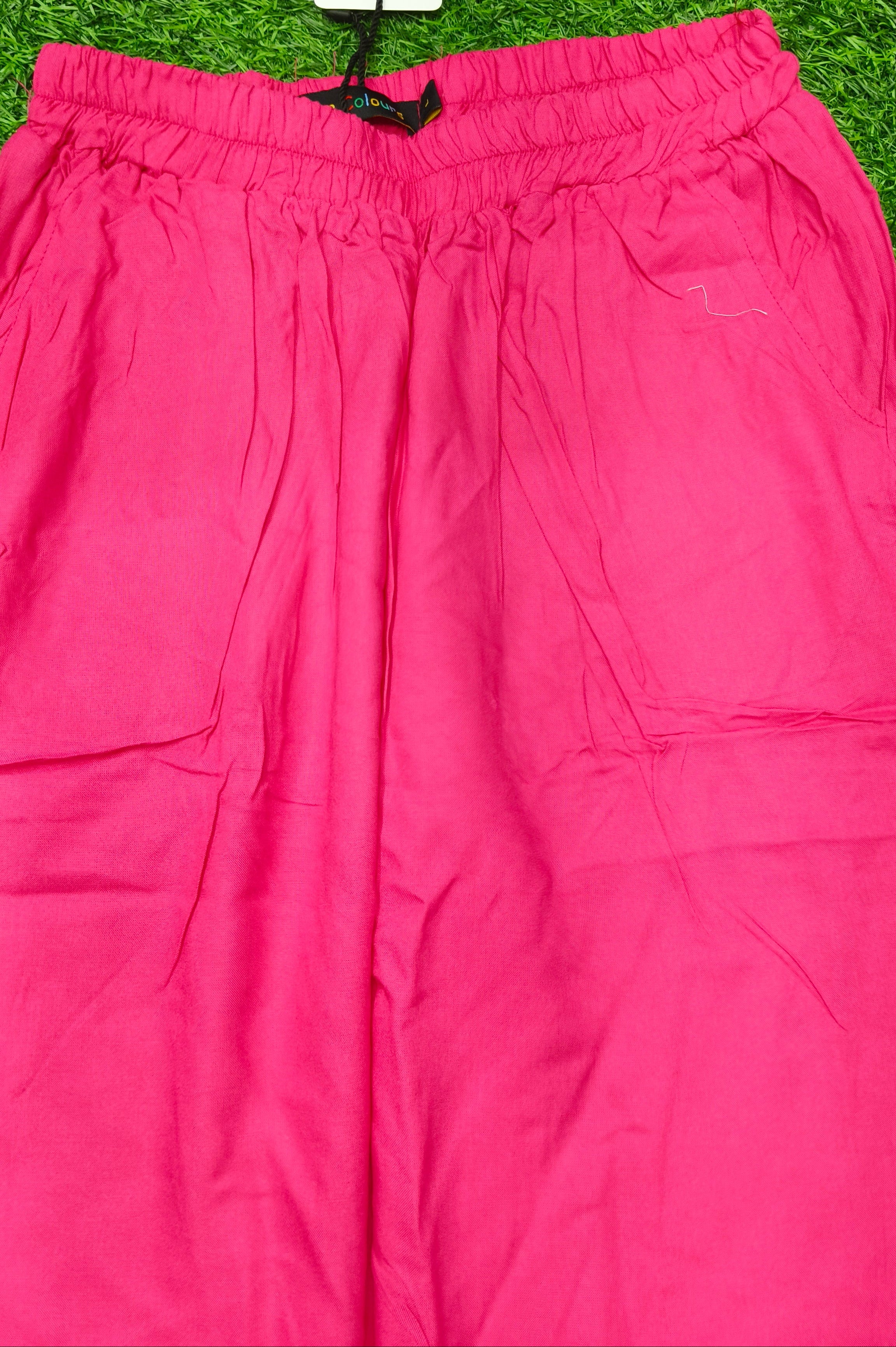 Pink Solid Wide-Leg Palazzo with Pockets