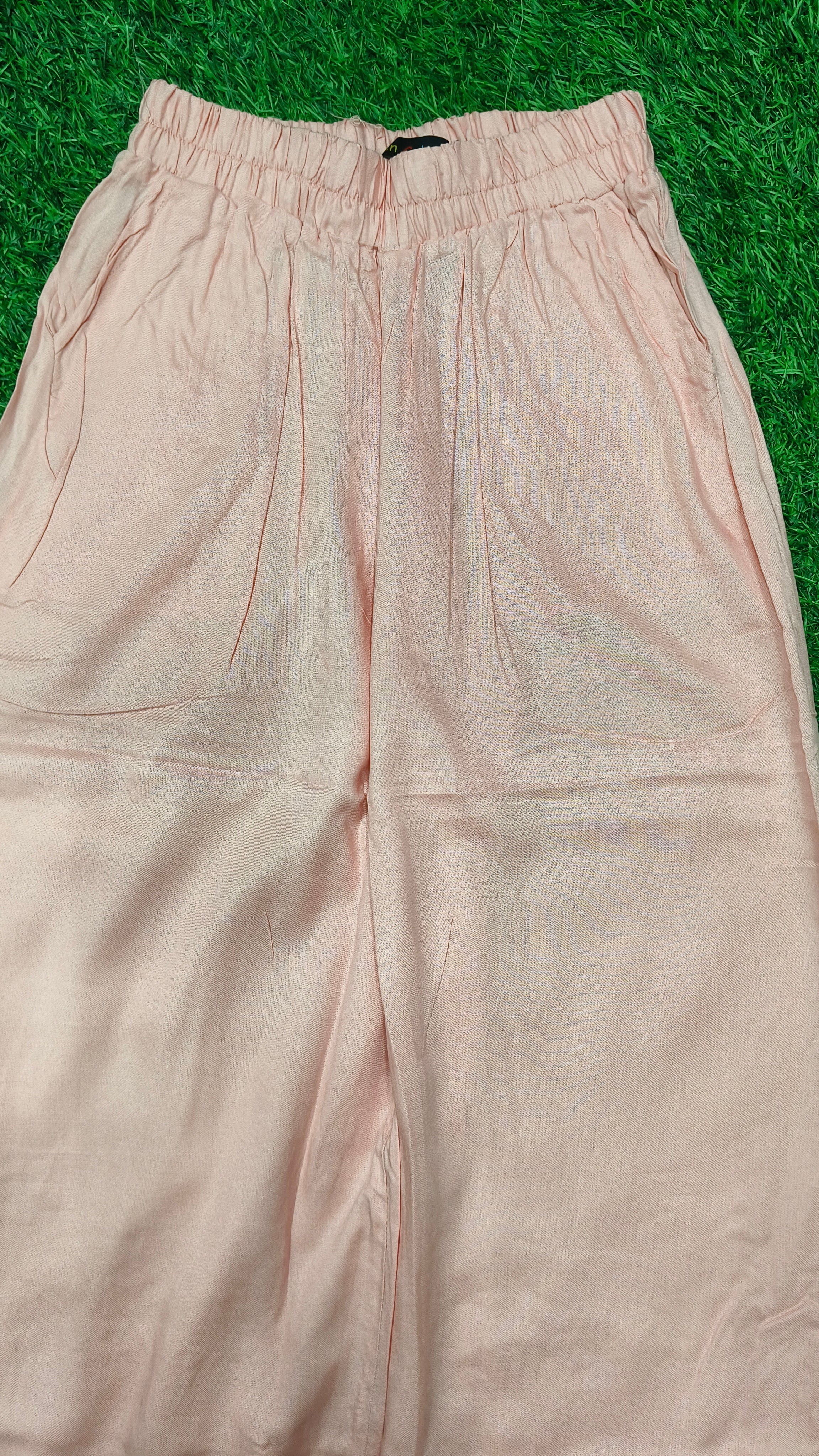 Pure Light Pink Solid Wide-Leg Palazzo with Pockets (Copy)