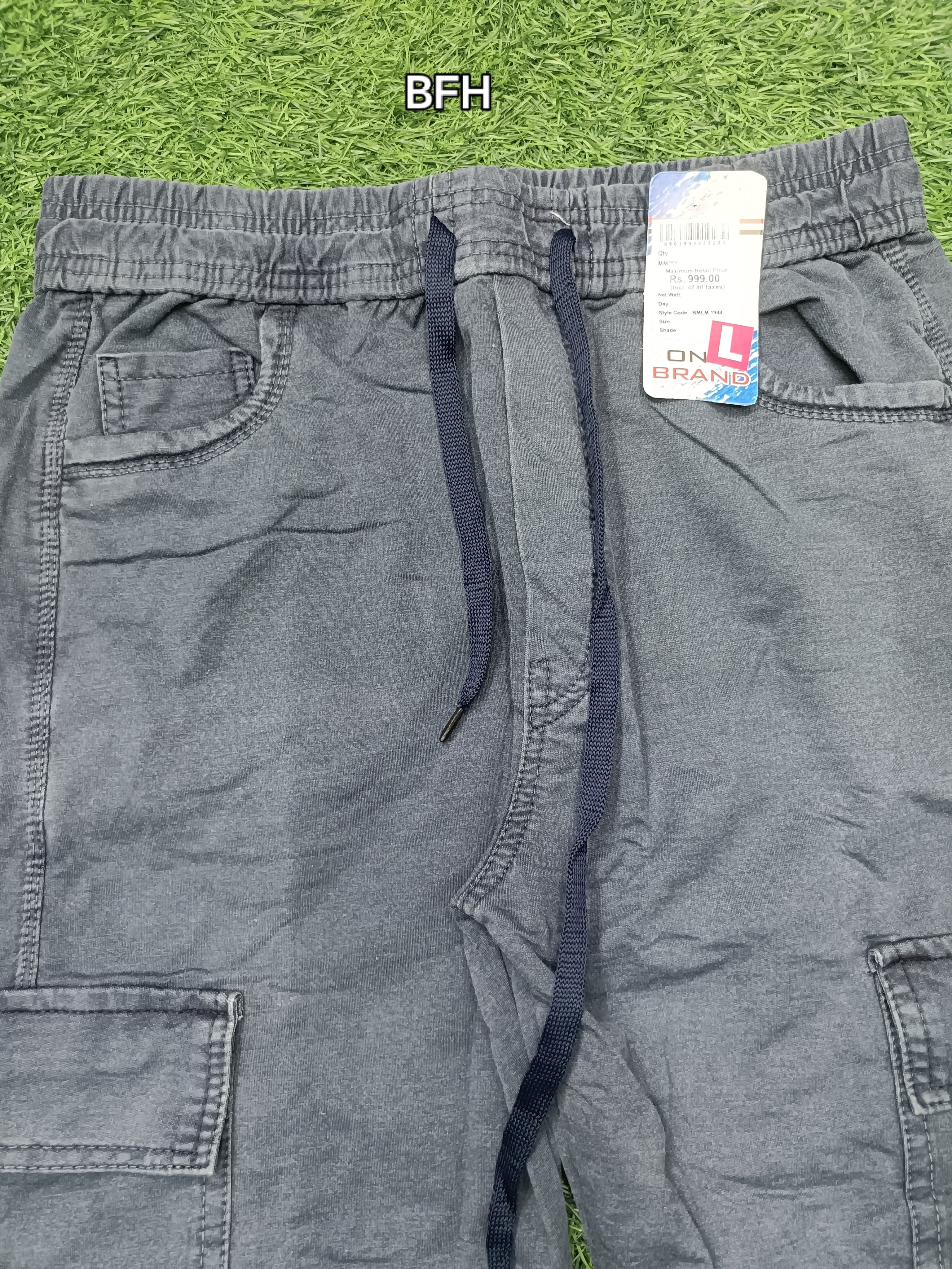Men's Dark Denim Blue Casual Cargo Track Pants