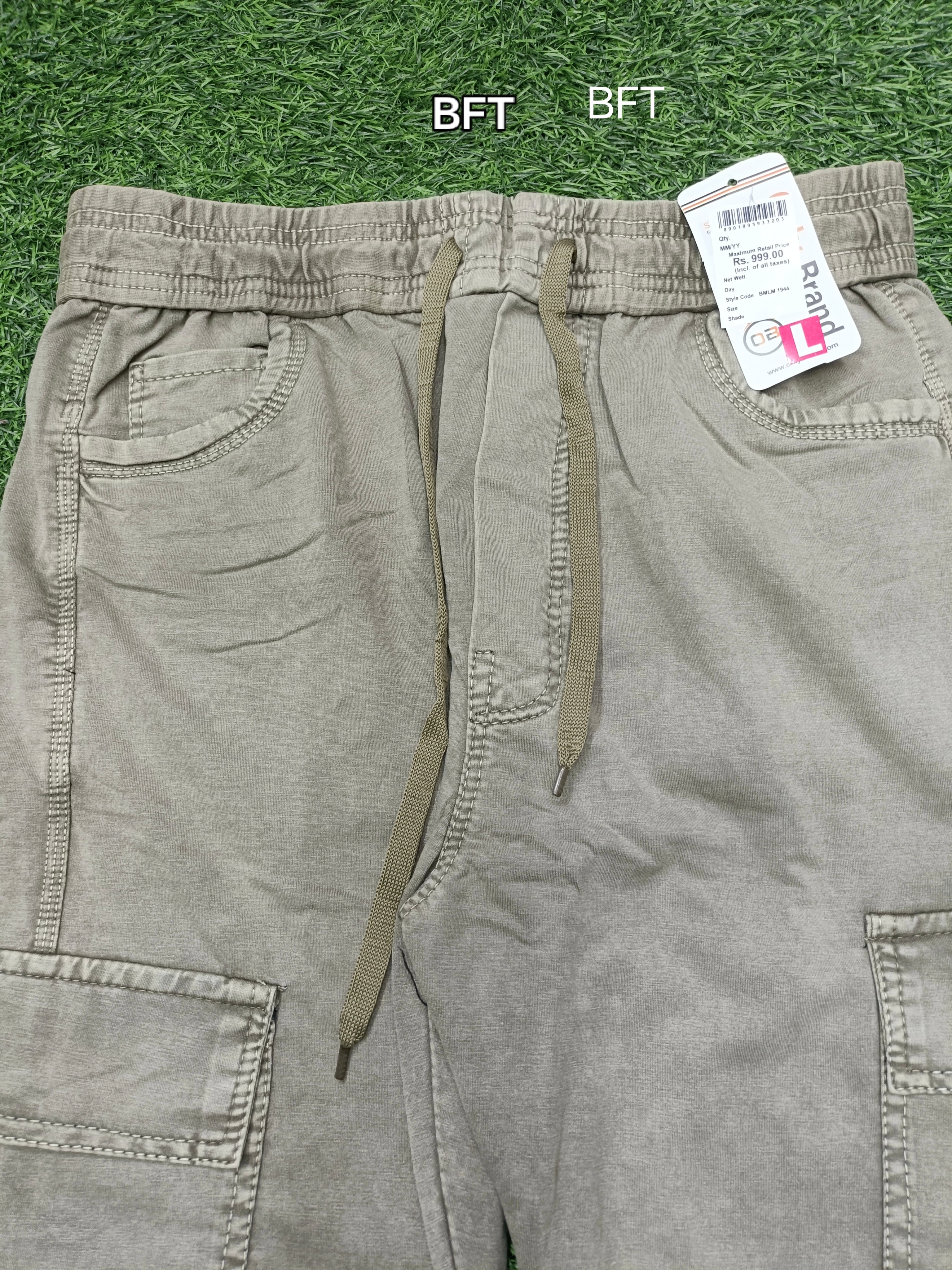 Men's Khaki Green Casual Cargo Track Pants
