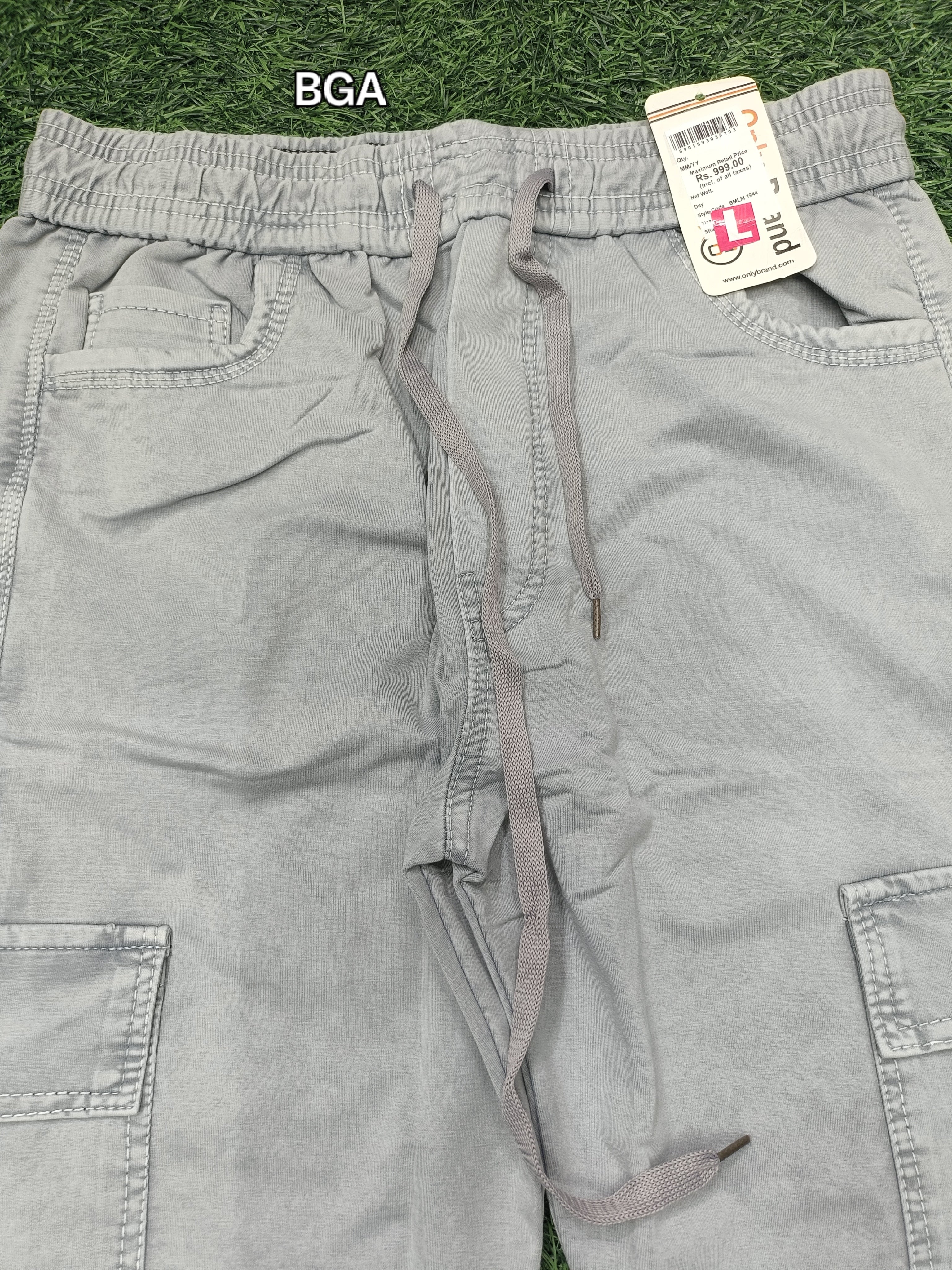 Men's Light Grey Casual Cargo Track Pants