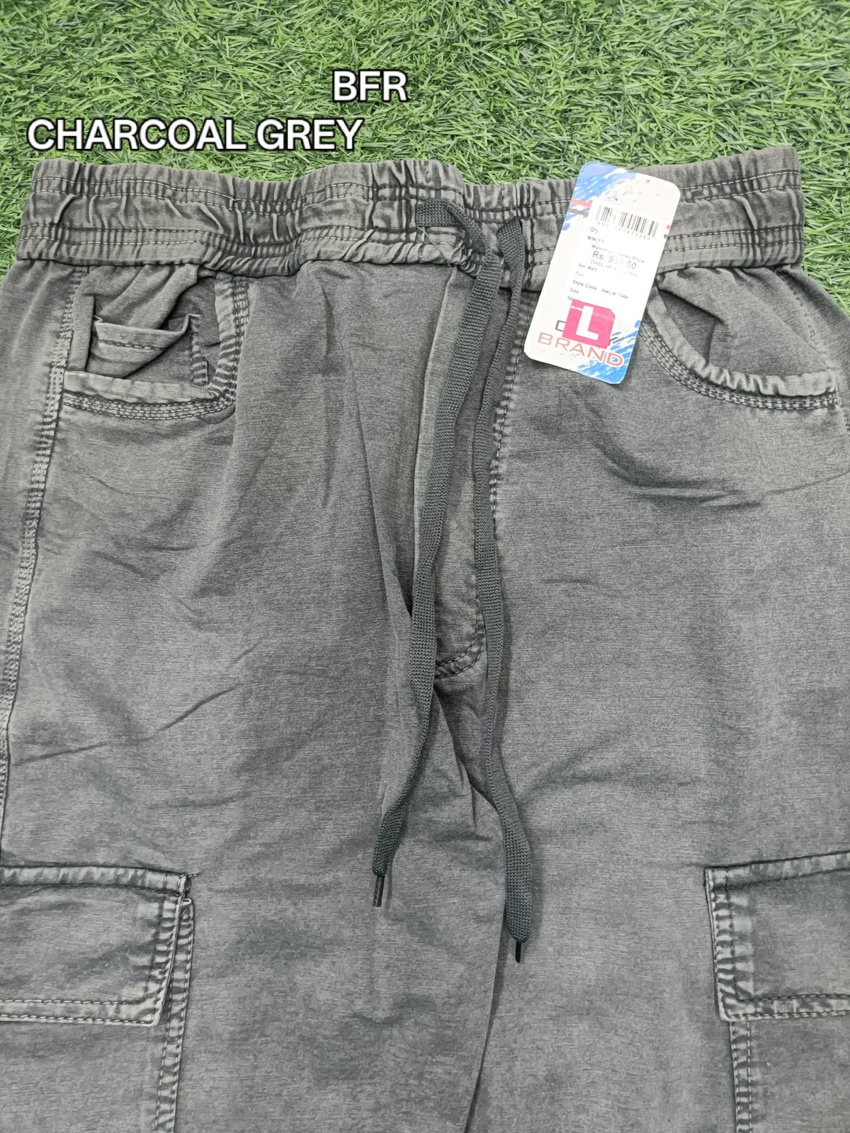 Men's Charcoal Grey Sporty Cargo Track Pants with Zipper Pockets