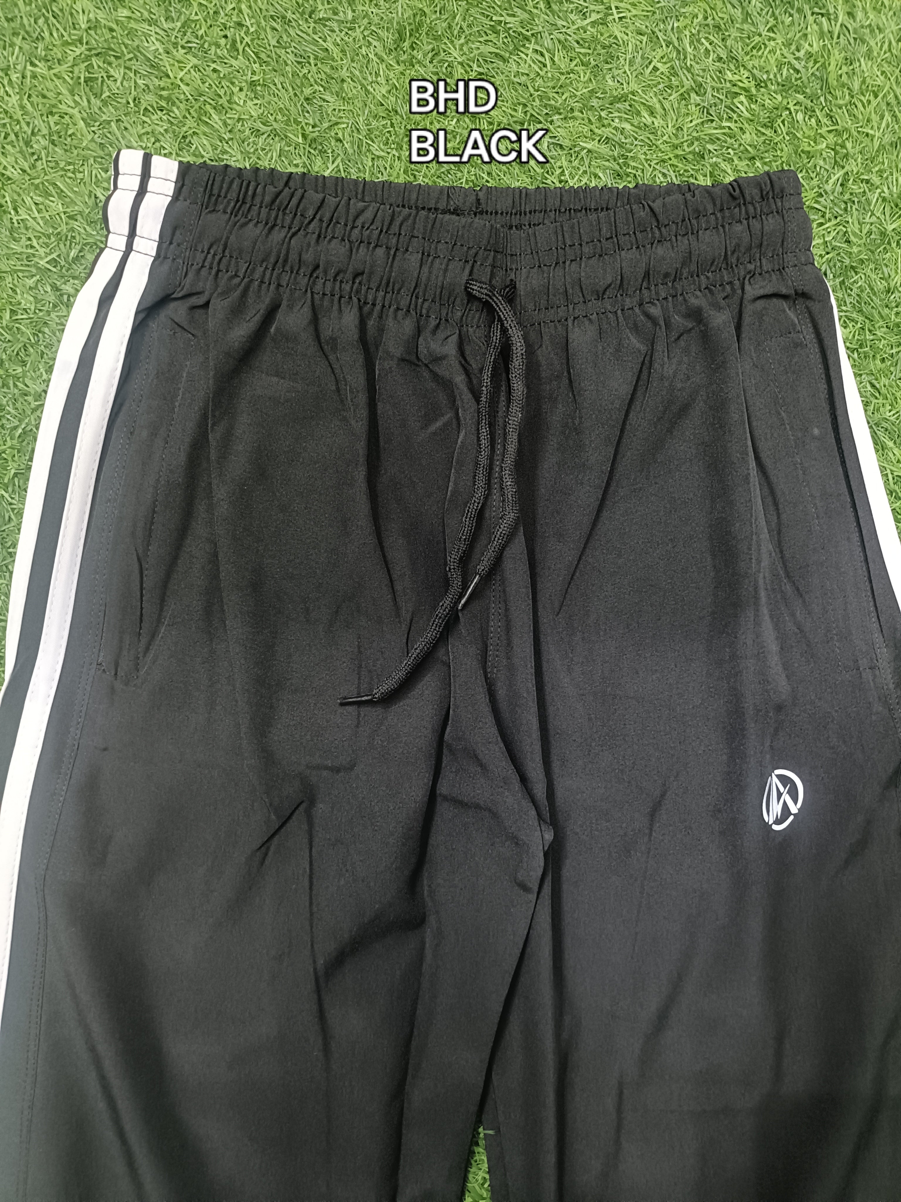 Men's BLACK Track Pant - Triple White Side StripeS