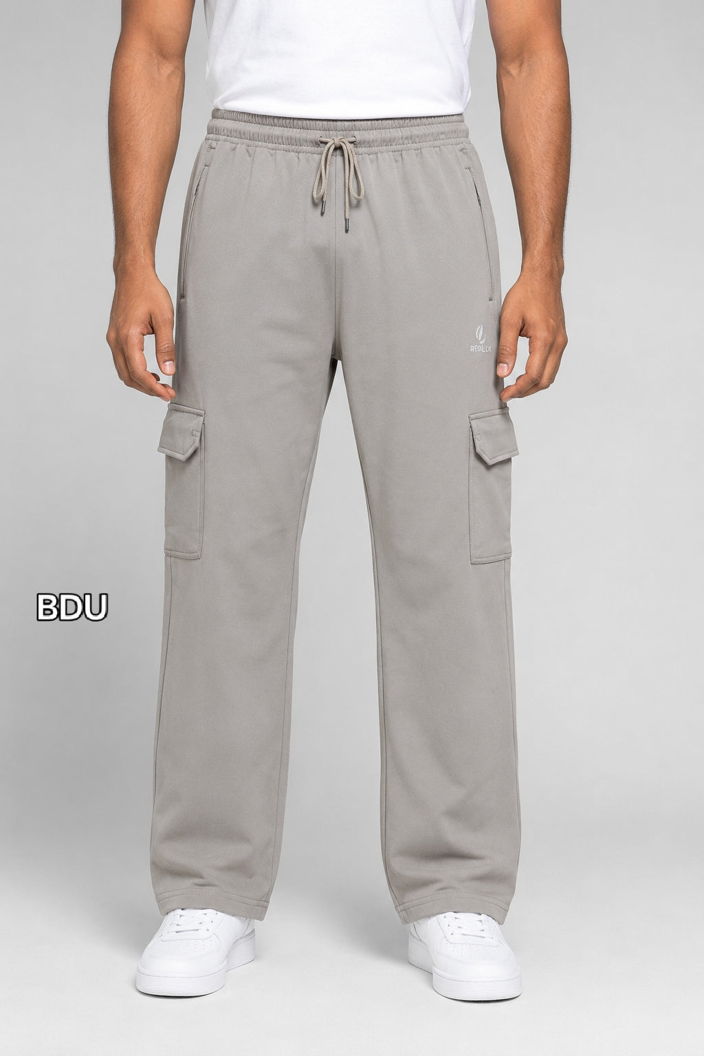 Aerotrack Men's Beige Cargo Track Pants with Zipper Pockets