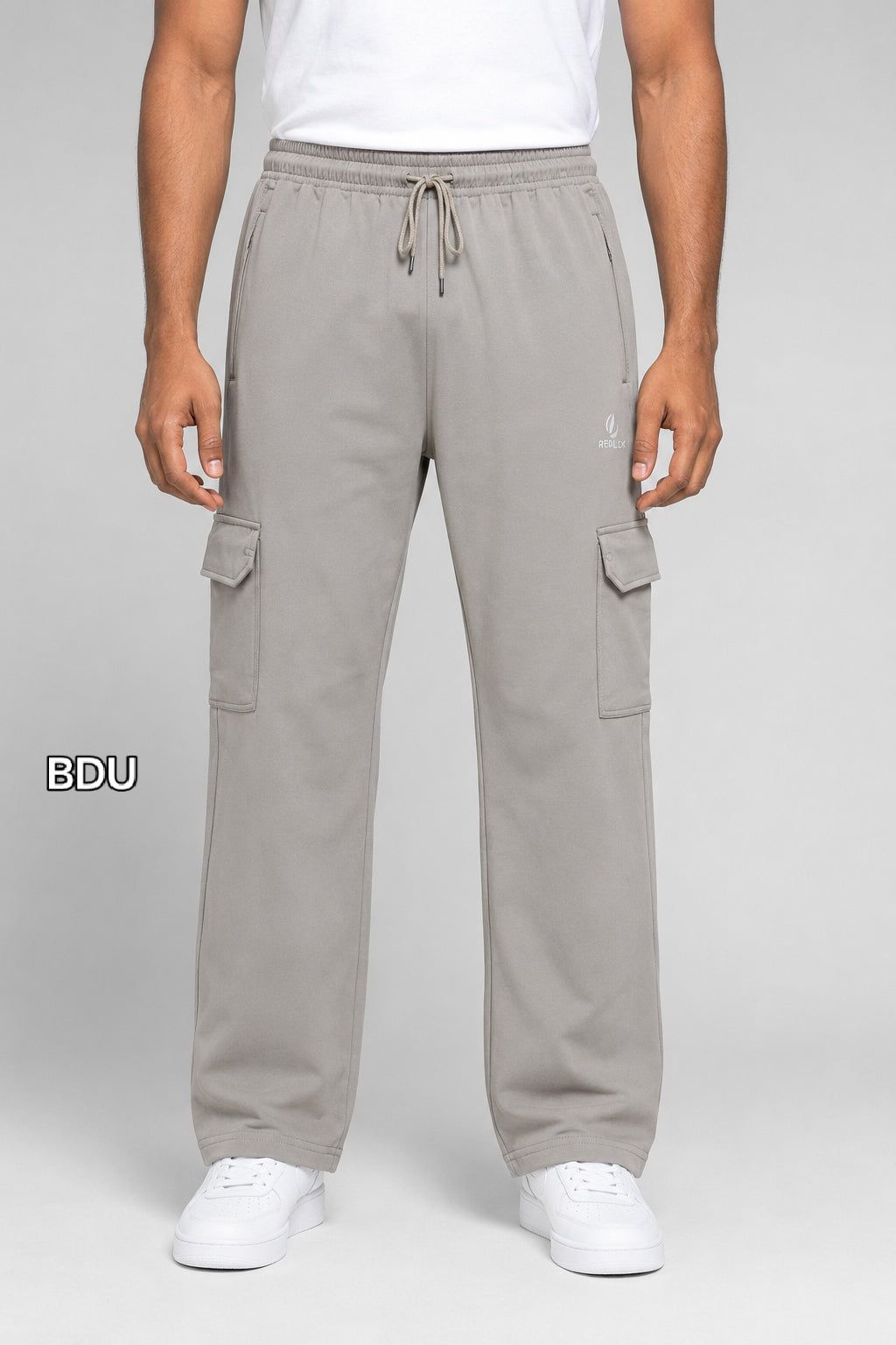 Aerotrack Men's Beige Cargo Track Pants with Zipper Pockets