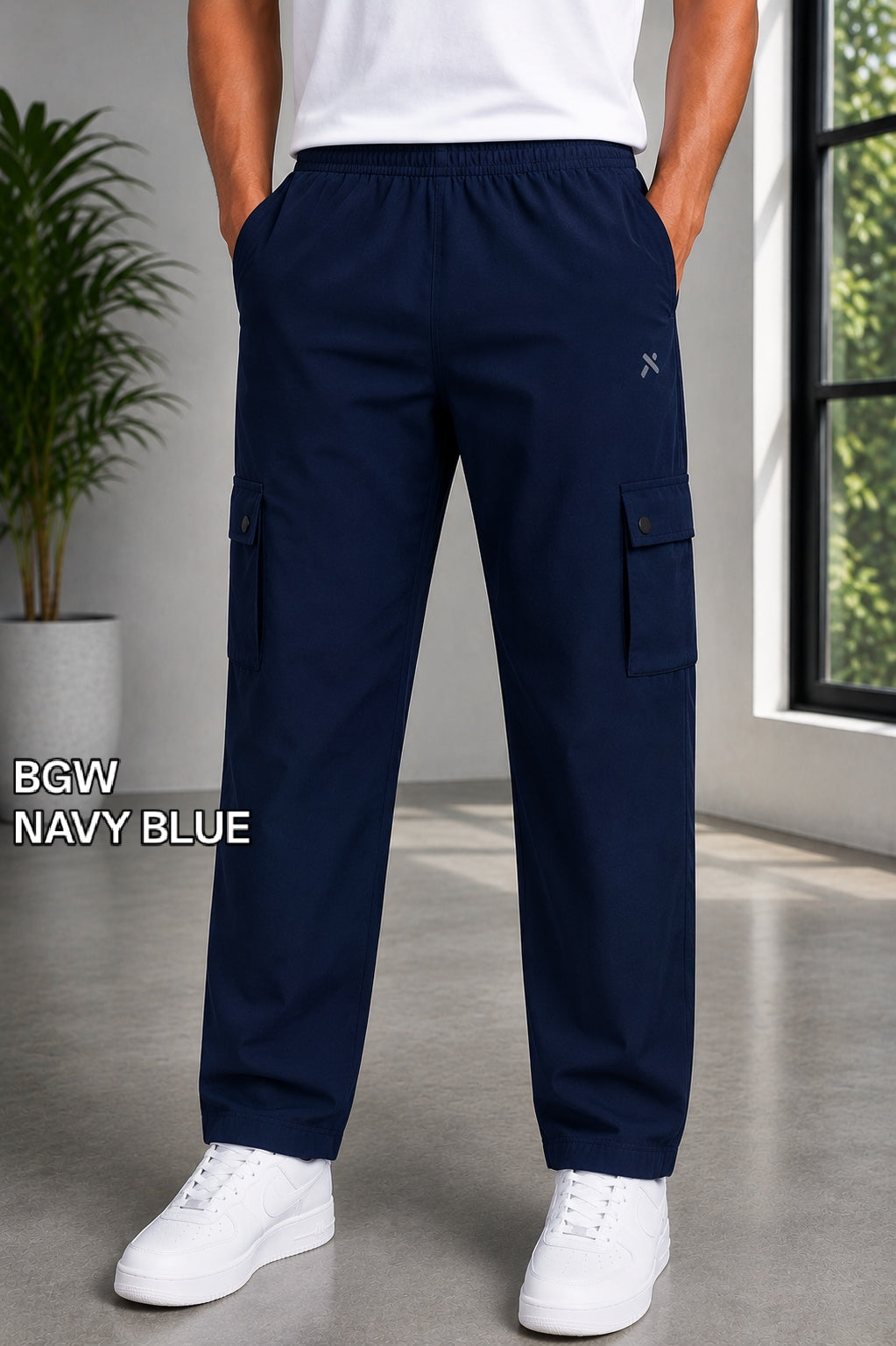 Men' Navy Blue Cargo Track Pant - 4 Pocket  - Loose Fit - Daily Wear & Gym