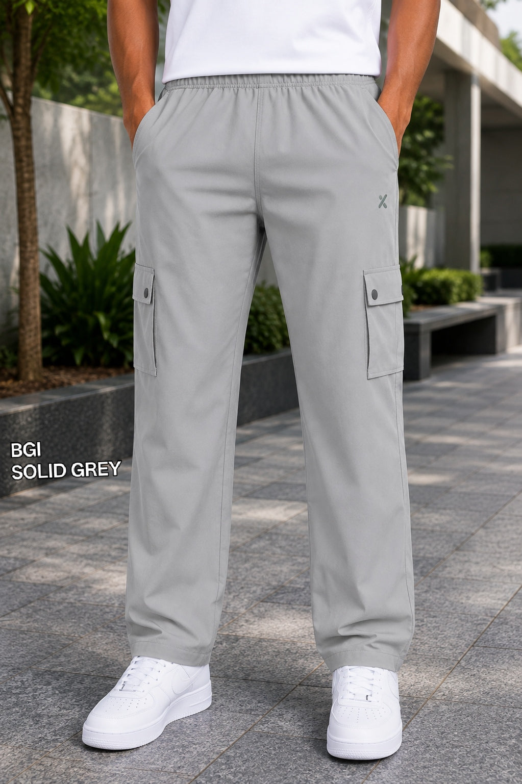 Men's Solid Grey Cargo Track Pant - 4 Pocket  - Loose Fit - Daily Wear & Gym