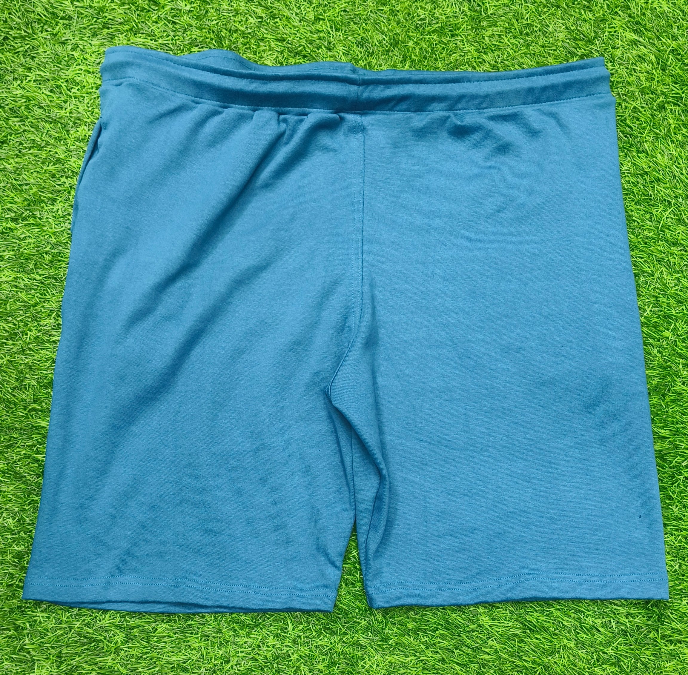 Men's Slate Blue Knitted Comfort Shorts with Zipper Pockets and Adjustable Waist