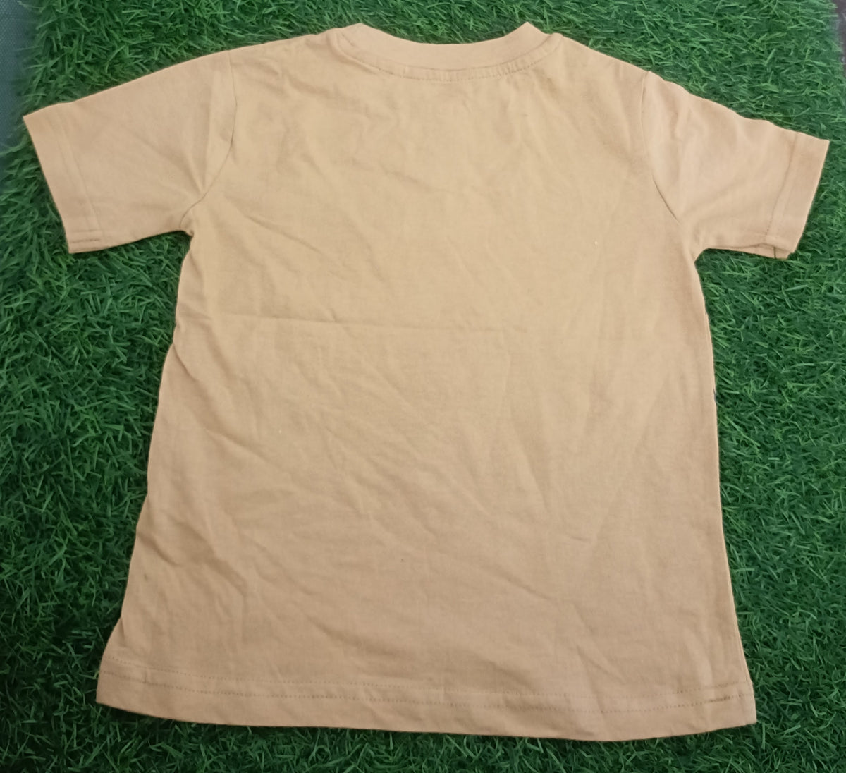 Kid's Camel Brown Surfing Cartoon Graphic Printed T-Shirt
