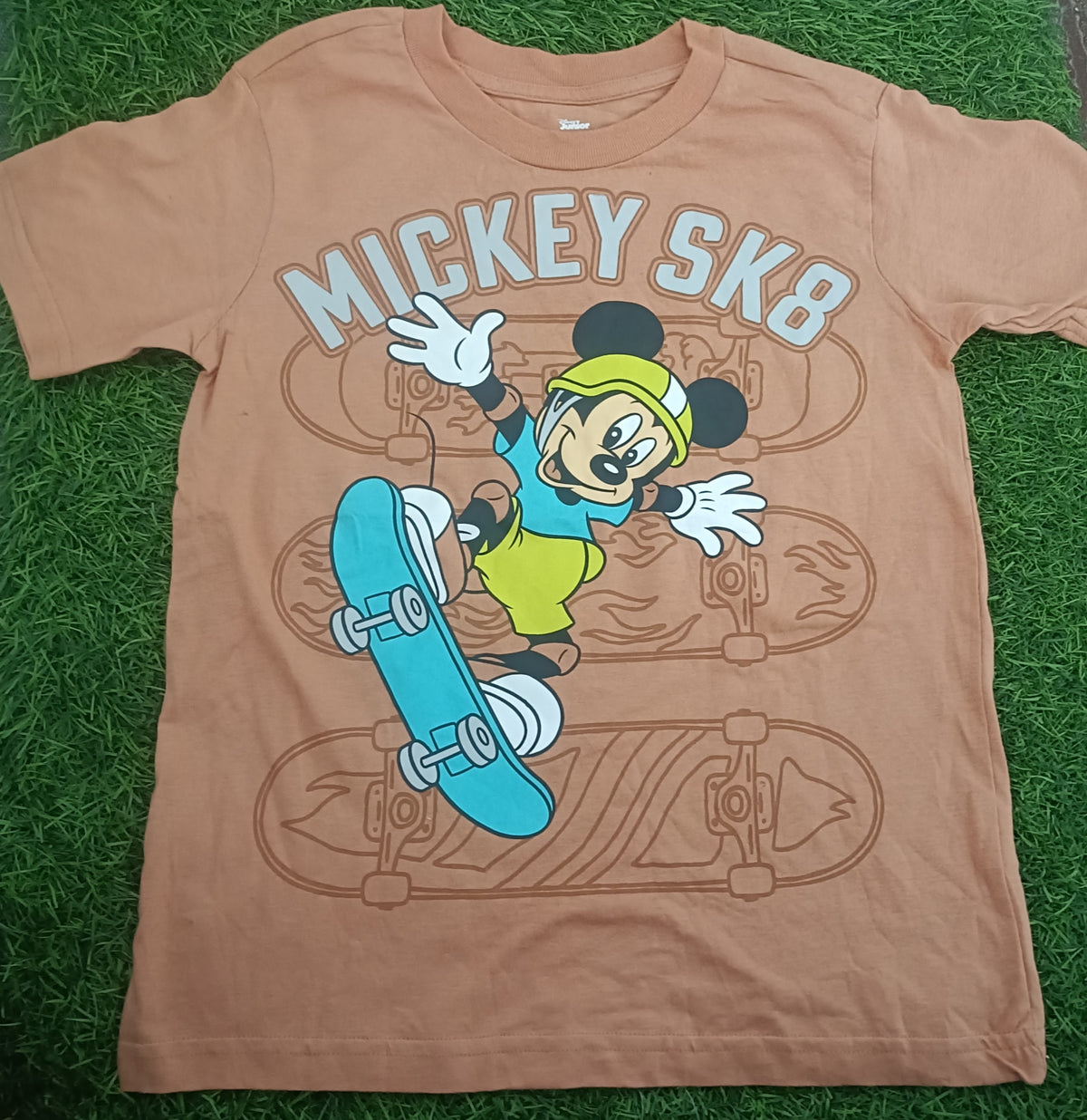 Kid's Camel Brown Skateboard Cartoon Graphic Printed T-Shirt