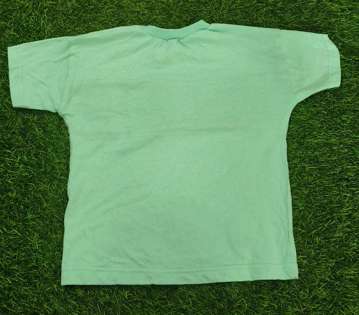 Kids Mint Green Mickey 28 Embossed Panel Round Neck T-Shirt