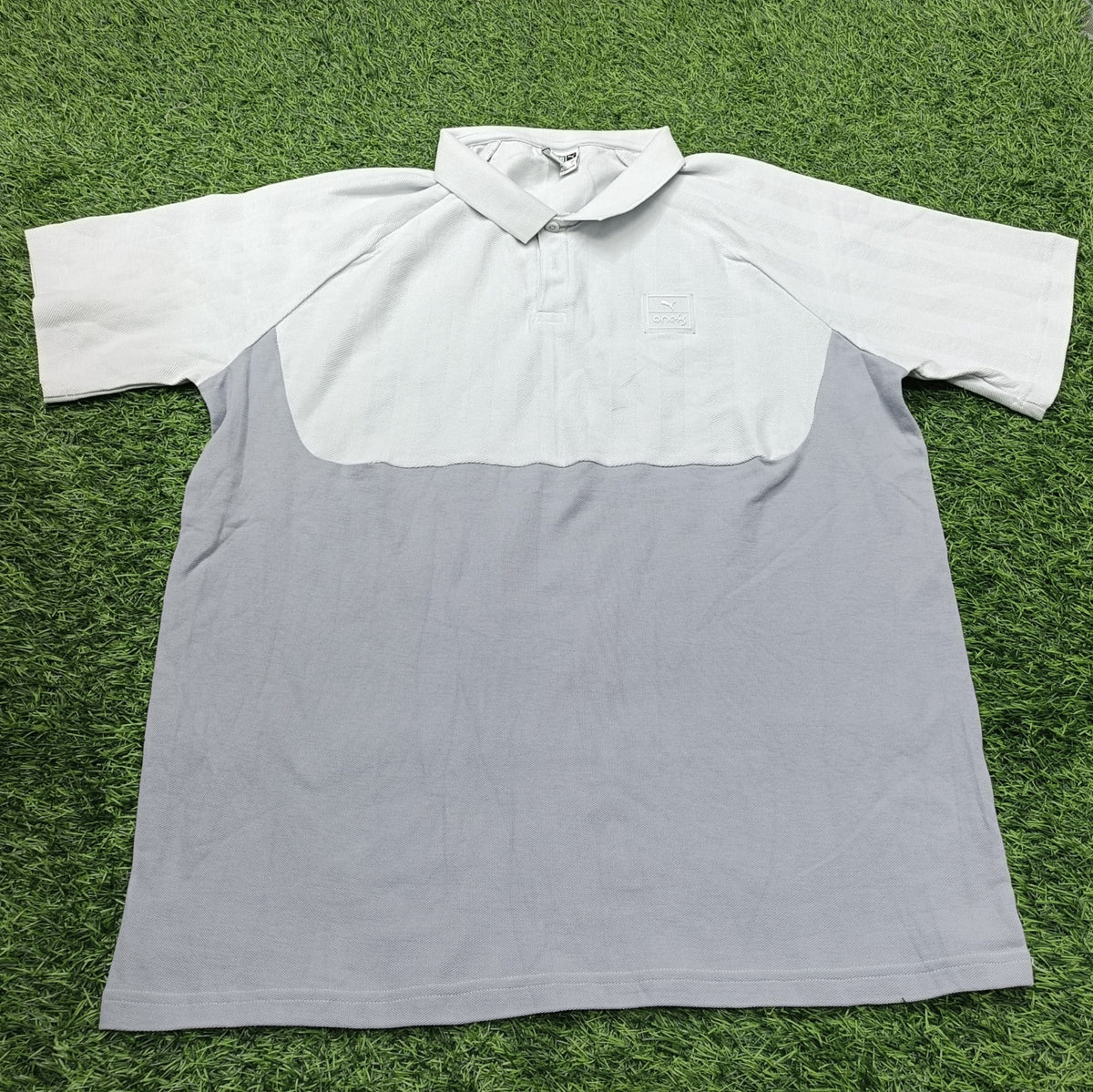 Men’s White & Grey Colour Block Polo T-Shirt