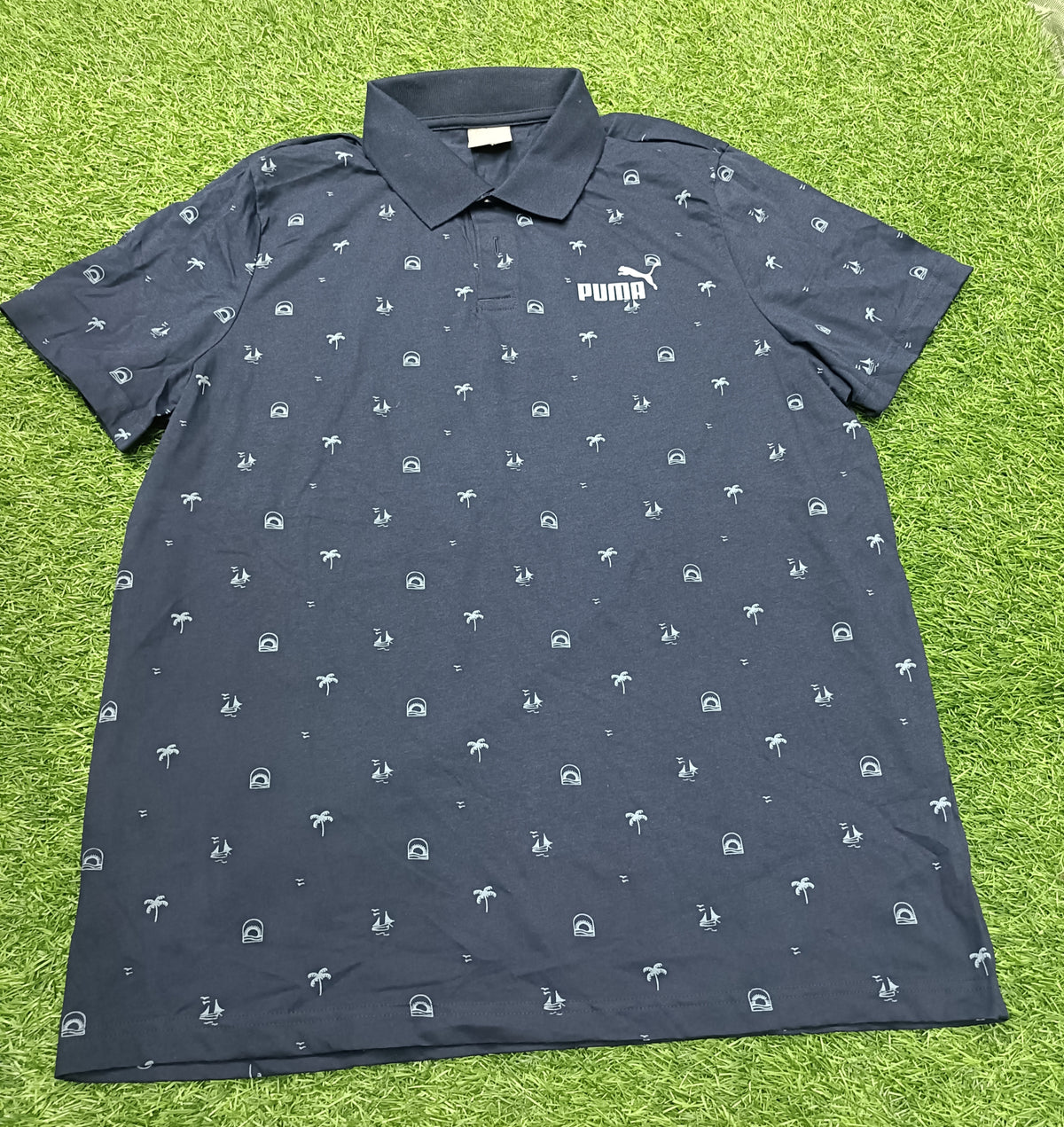 Men’s Navyblue Printed Polo T-Shirt