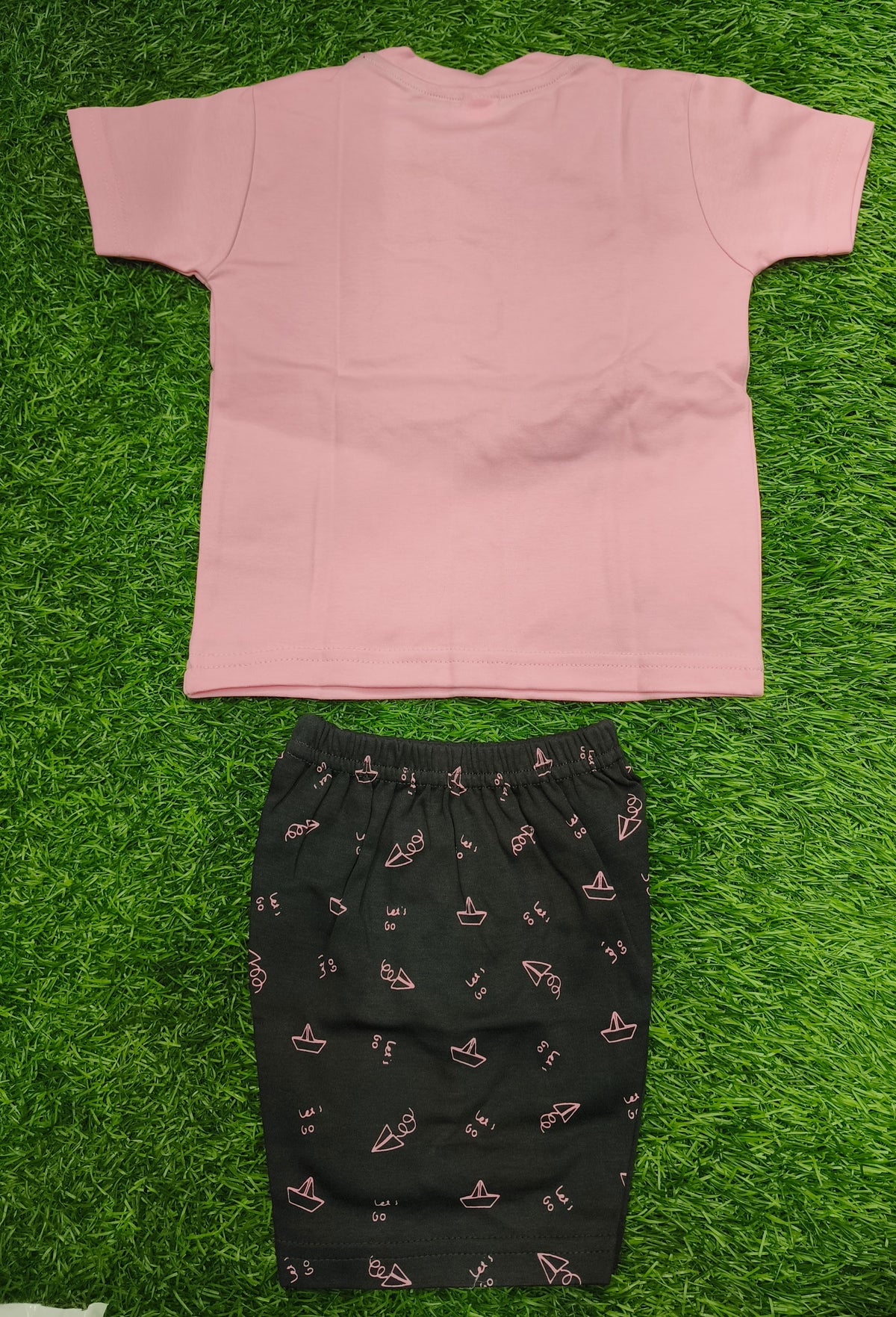 Toddler Boy's  Pink "Let's Go Travel" T-Shirt and Printed Short Set