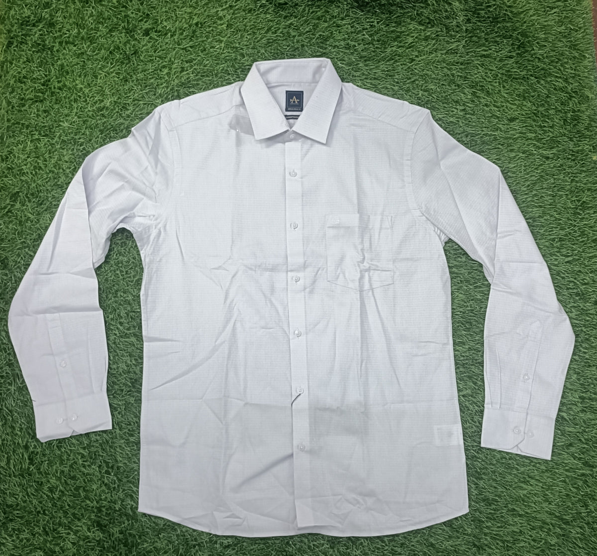 Men’s Light Grey Micro Check Full Sleeve Shirt