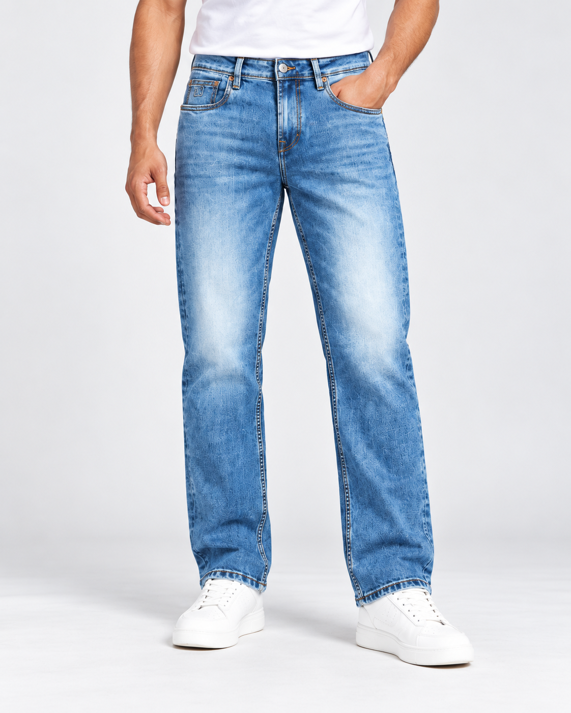 Men’s Light Blue Washed Straight Fit Denim Jeans