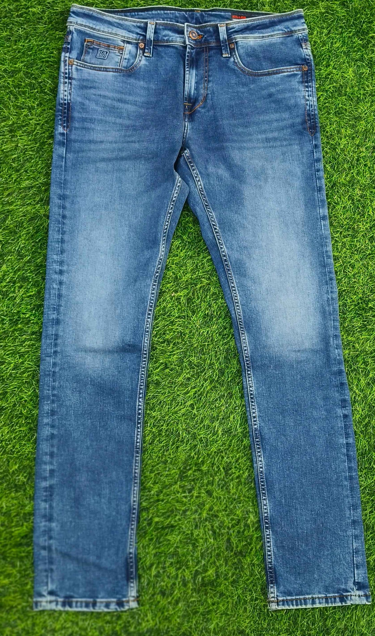 Men’s Blue Washed Skinny Fit Denim Jeans