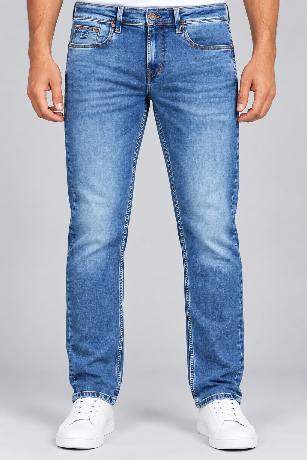 Men’s Blue Washed Skinny Fit Denim Jeans