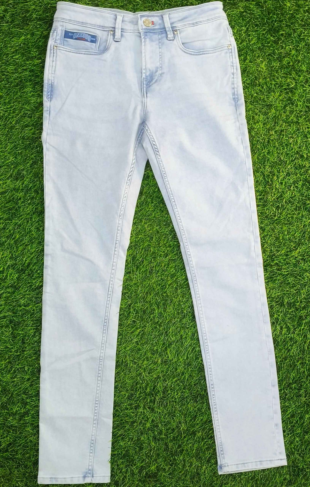 Men’s Ice Blue Washed Skinny Fit Denim Jeans