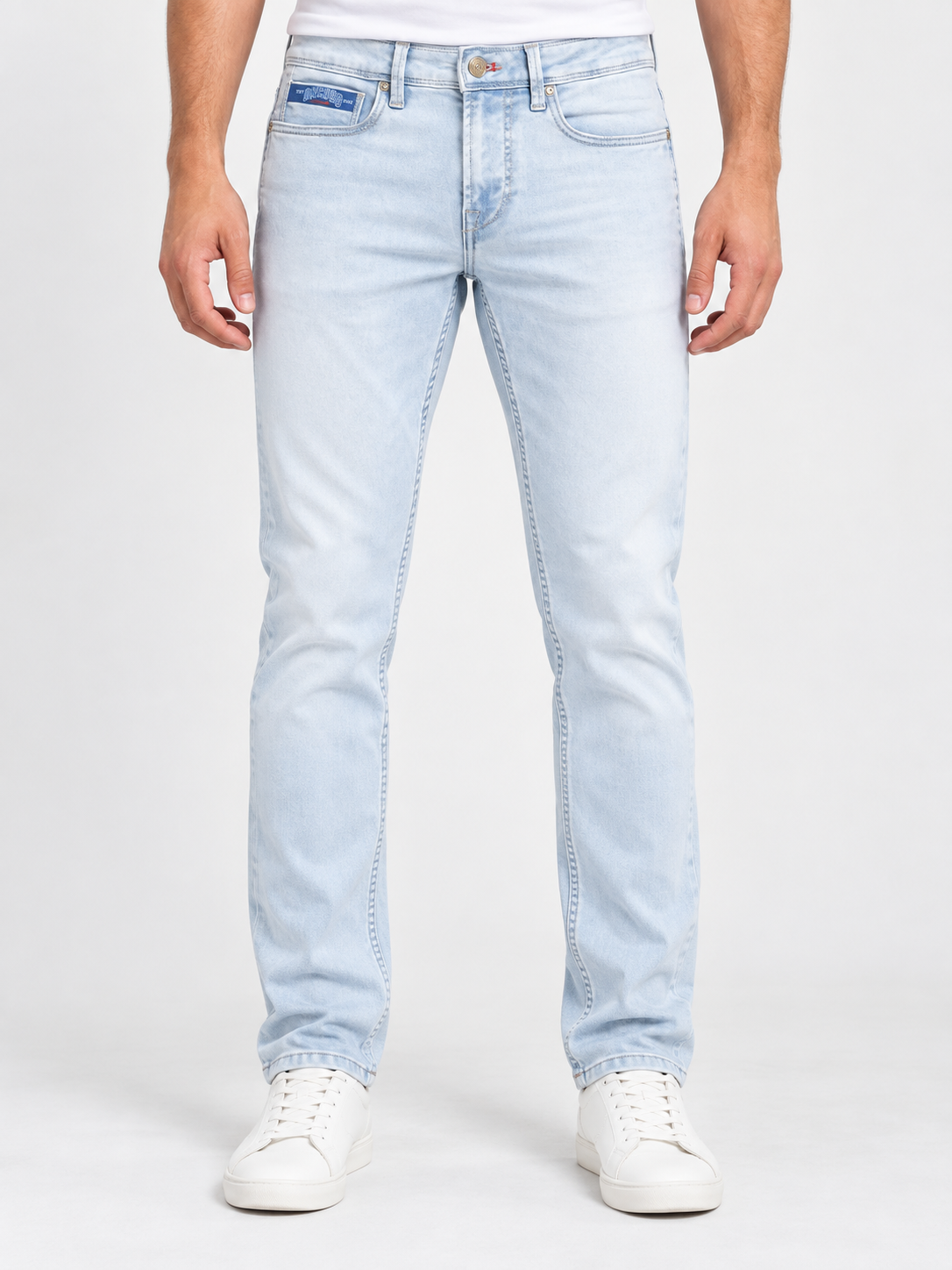 Men’s Ice Blue Washed Skinny Fit Denim Jeans