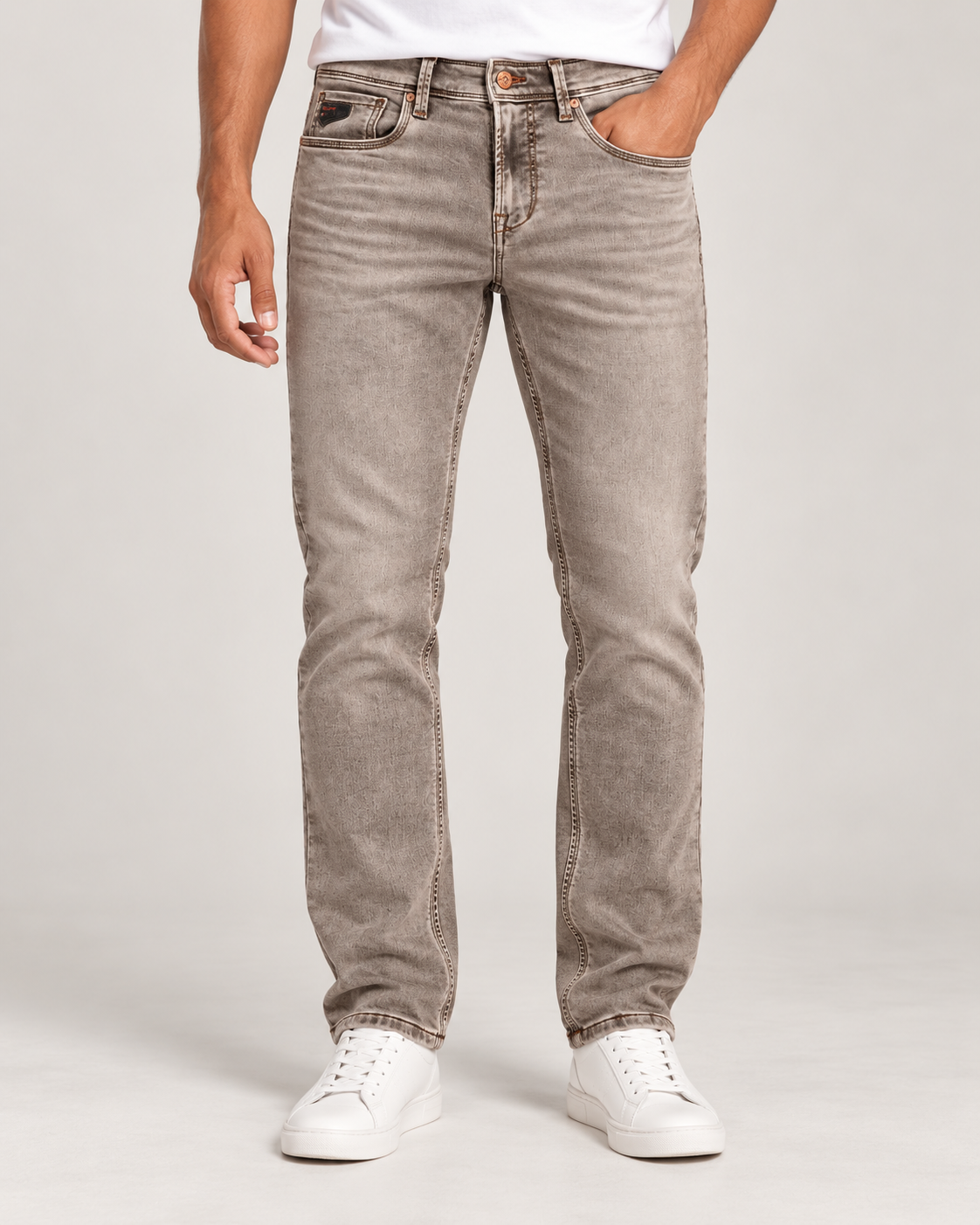 Men’s Brown Washed Ankle Fit Denim Jeans