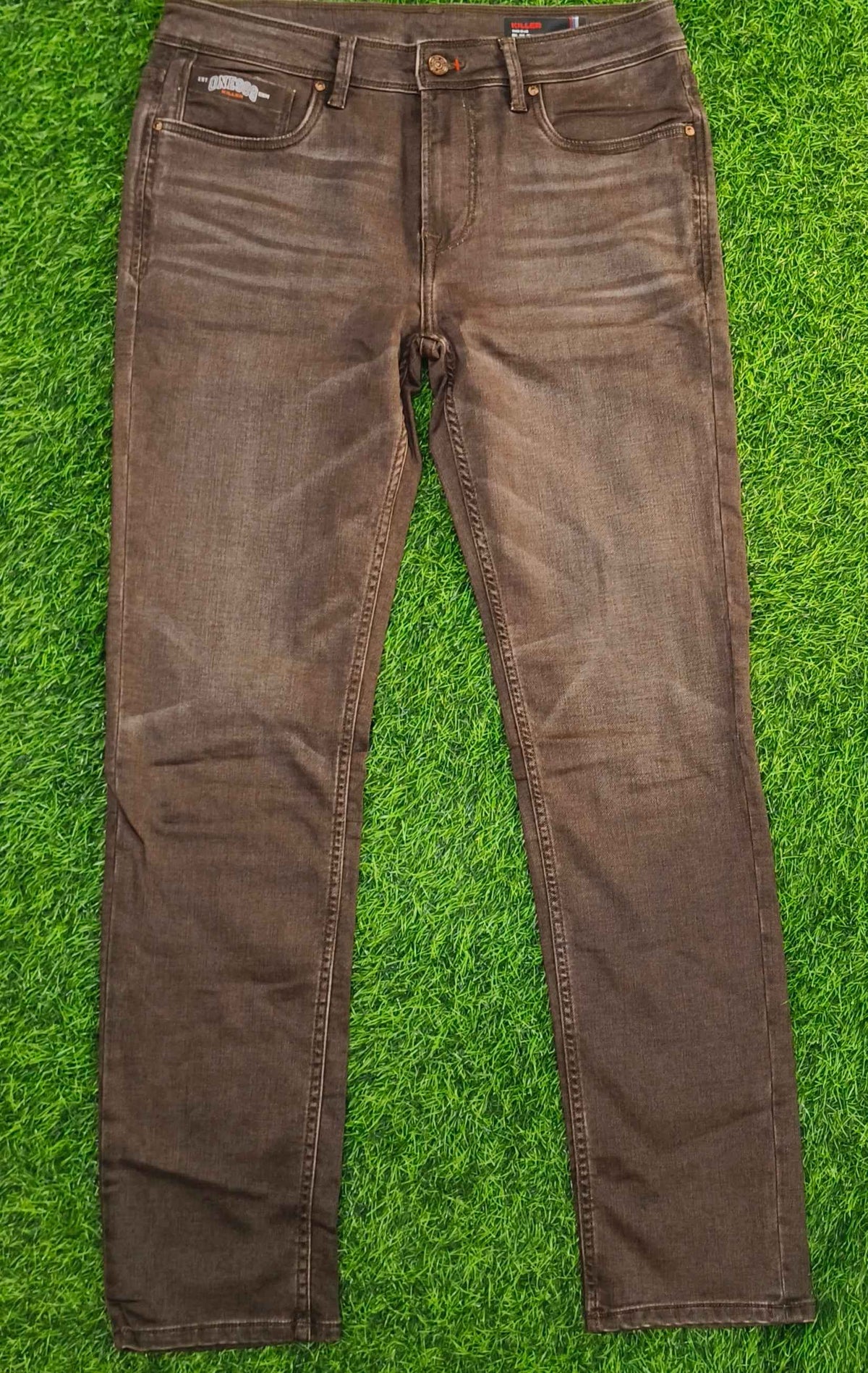 Men’s Brown Washed Slim Fit Denim Jeans
