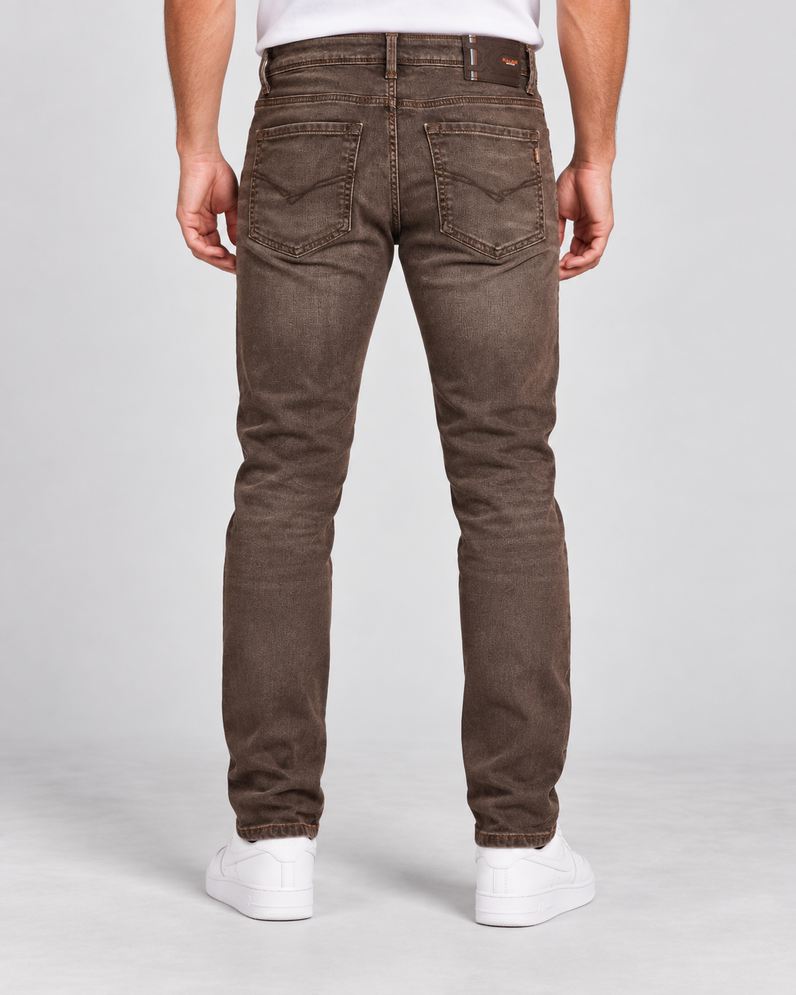 Men’s Brown Washed Slim Fit Denim Jeans
