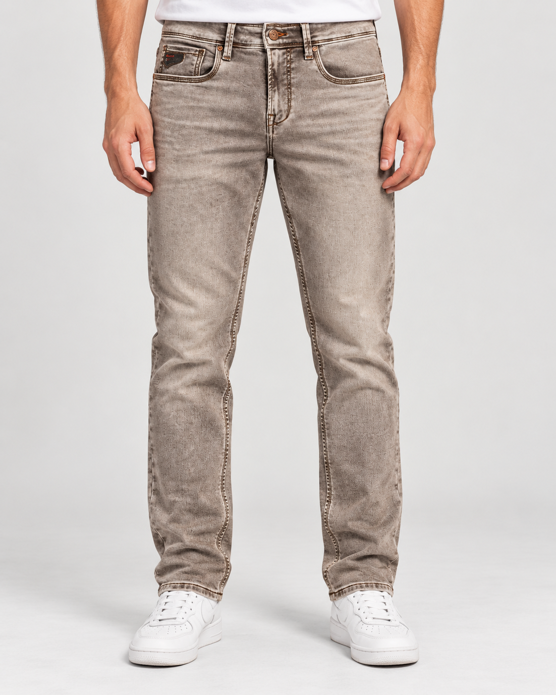 Men’s Light Brown Washed Skinny Fit Jeans