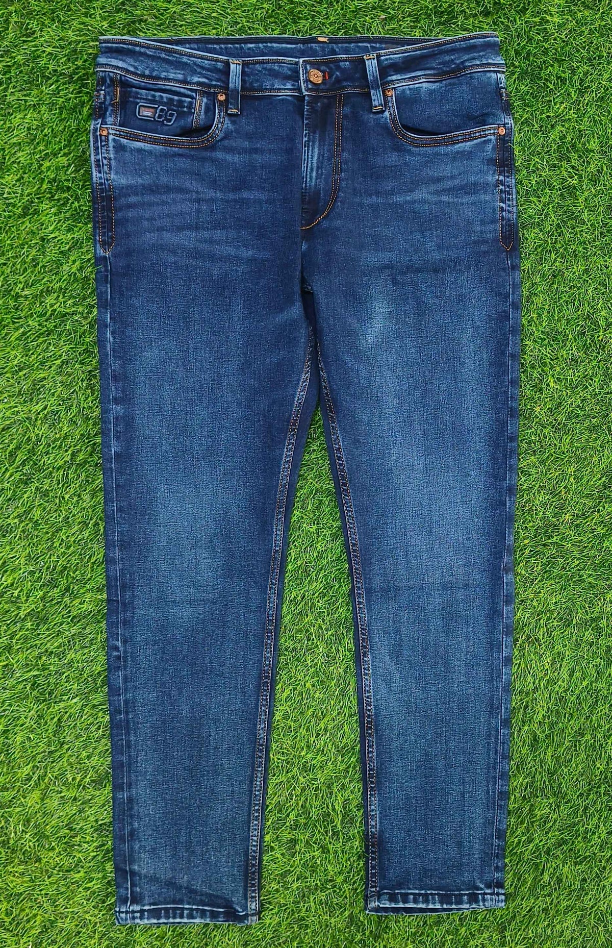 Men’s Dark Blue Washed Skinny Fit Jeans