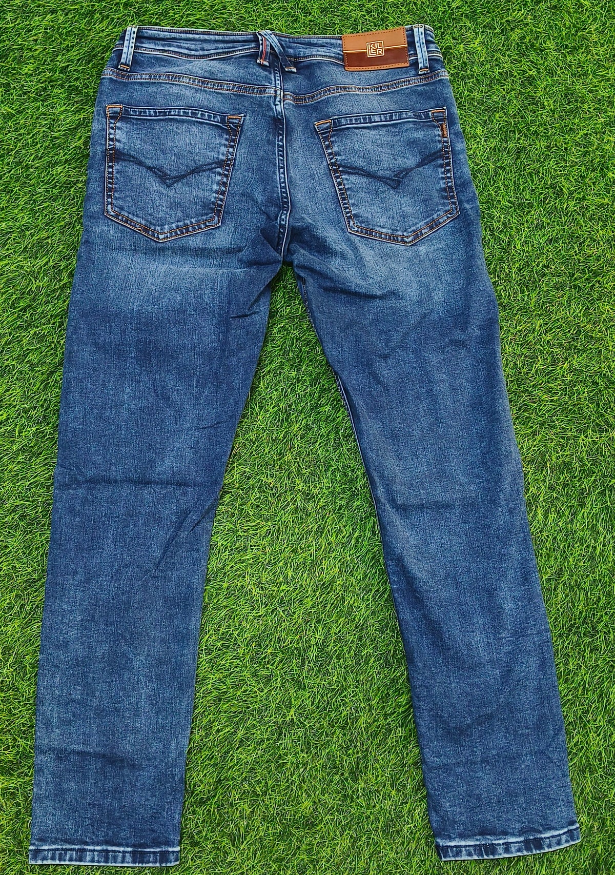 Men’s Blue Washed Ankle Fit Jeans