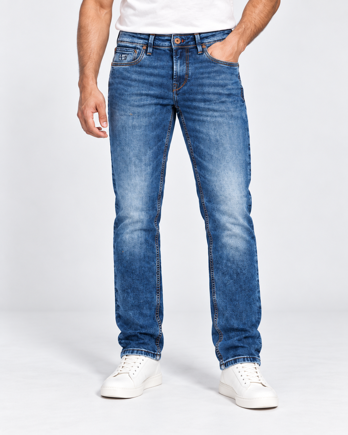 Men’s Blue Washed Ankle Fit Jeans